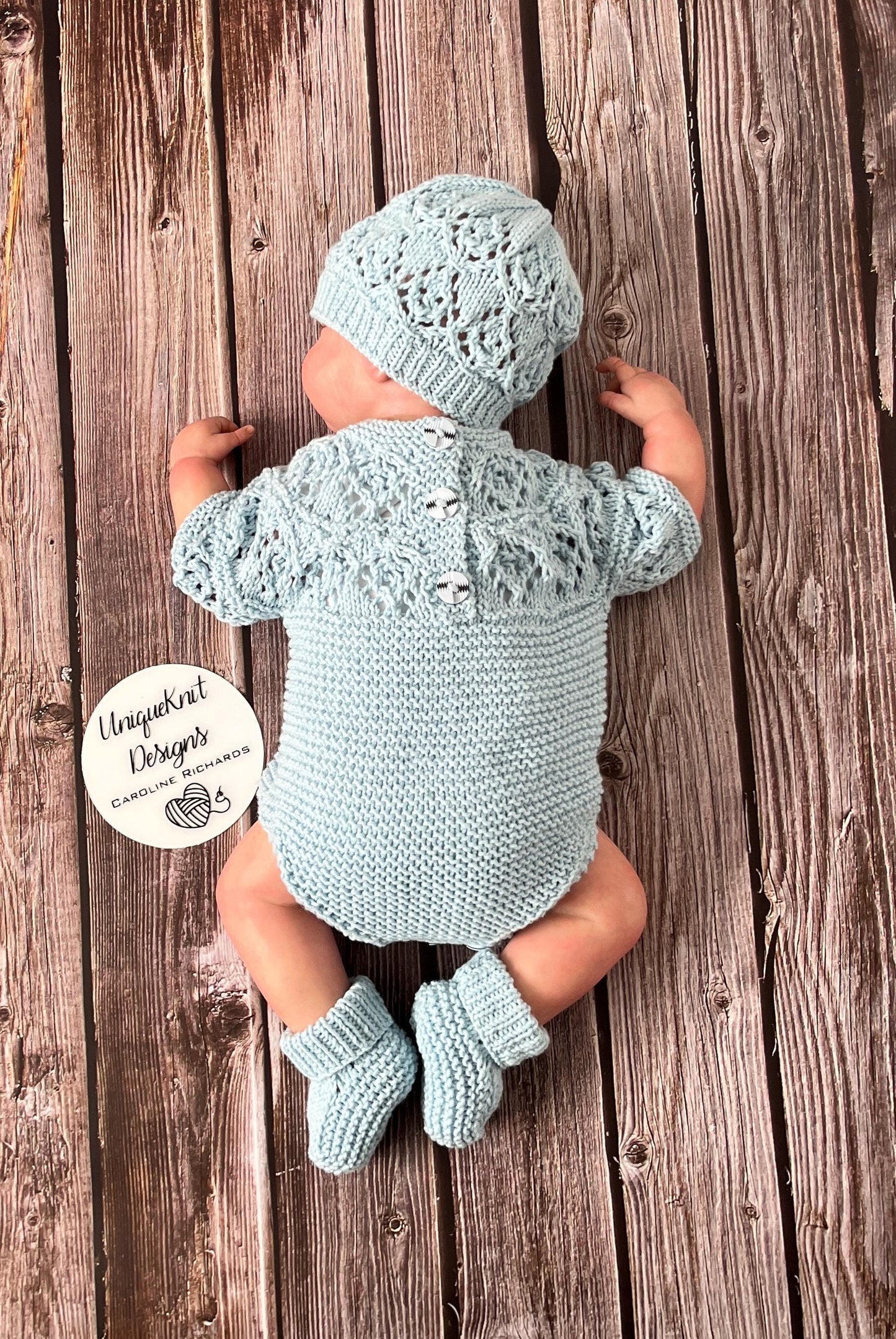 "Pistachio" Romper knitting pattern for reborn doll 16-22" or 0-3 Month old baby