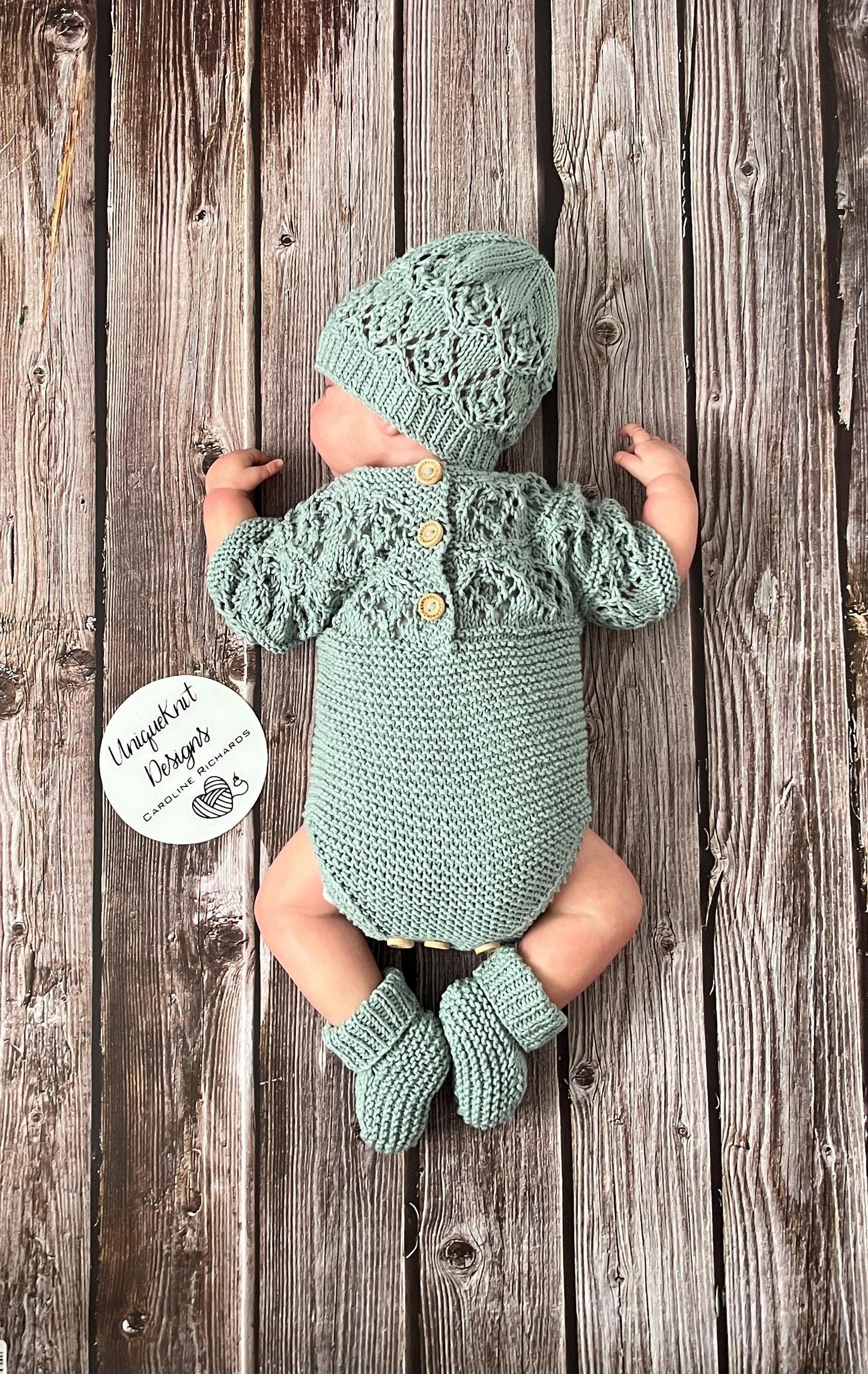 "Pistachio" Romper knitting pattern for reborn doll 16-22" or 0-3 Month old baby