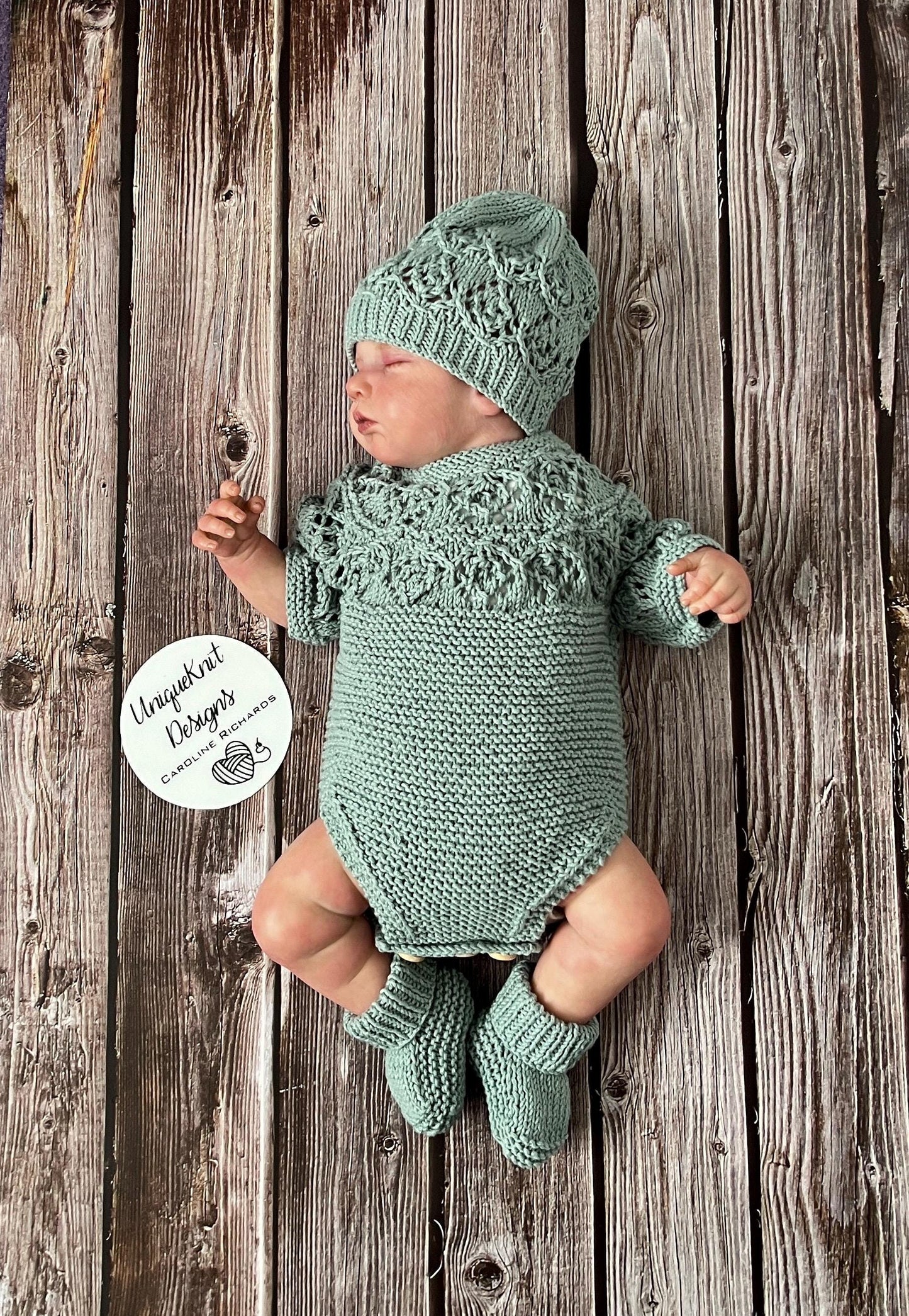 "Pistachio" Romper knitting pattern for reborn doll 16-22" or 0-3 Month old baby
