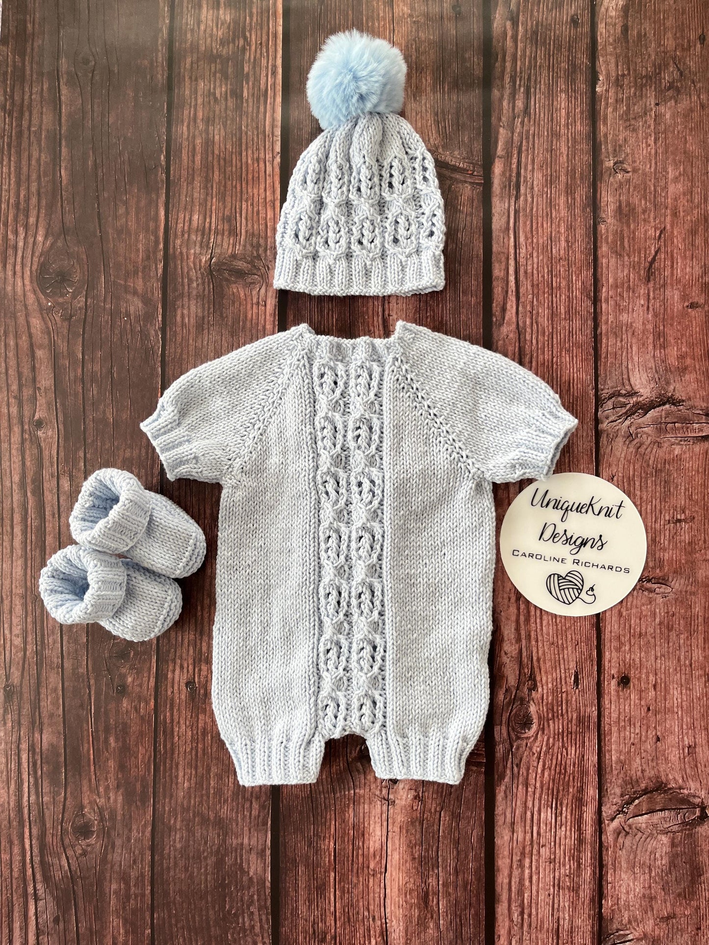 "Brooklyn" Romper knitting pattern for reborn doll 16-22" or 0-3 Month old baby