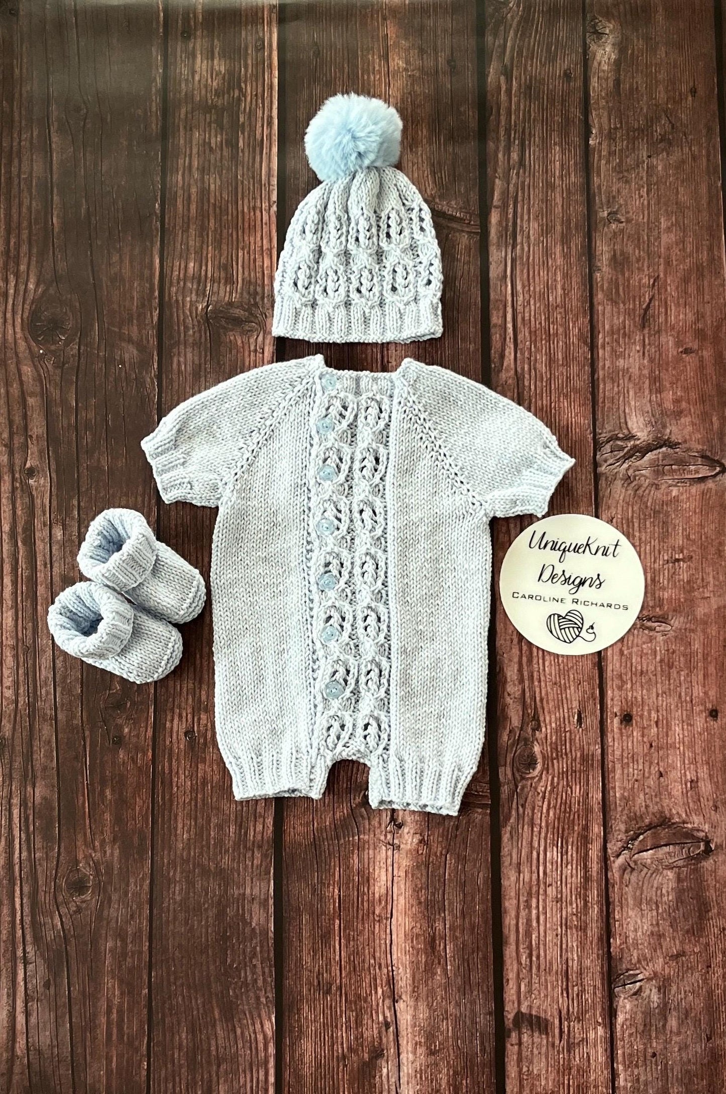 "Brooklyn" Romper knitting pattern for reborn doll 16-22" or 0-3 Month old baby