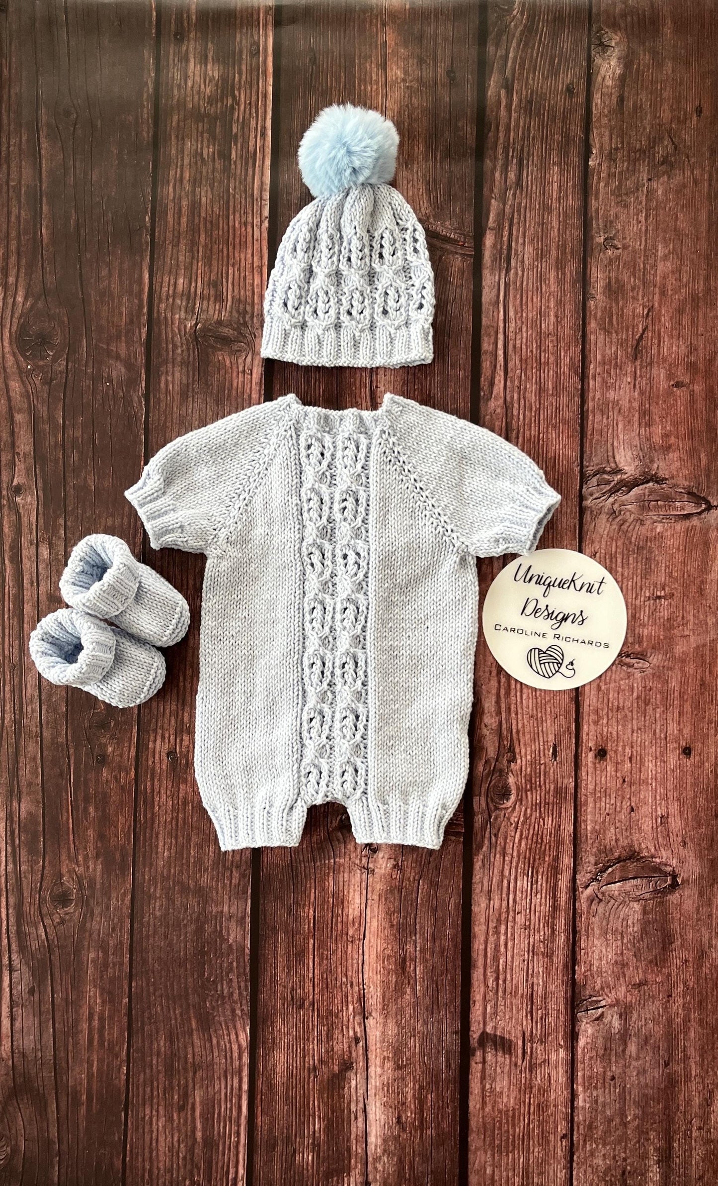 "Brooklyn" Romper knitting pattern for reborn doll 16-22" or 0-3 Month old baby