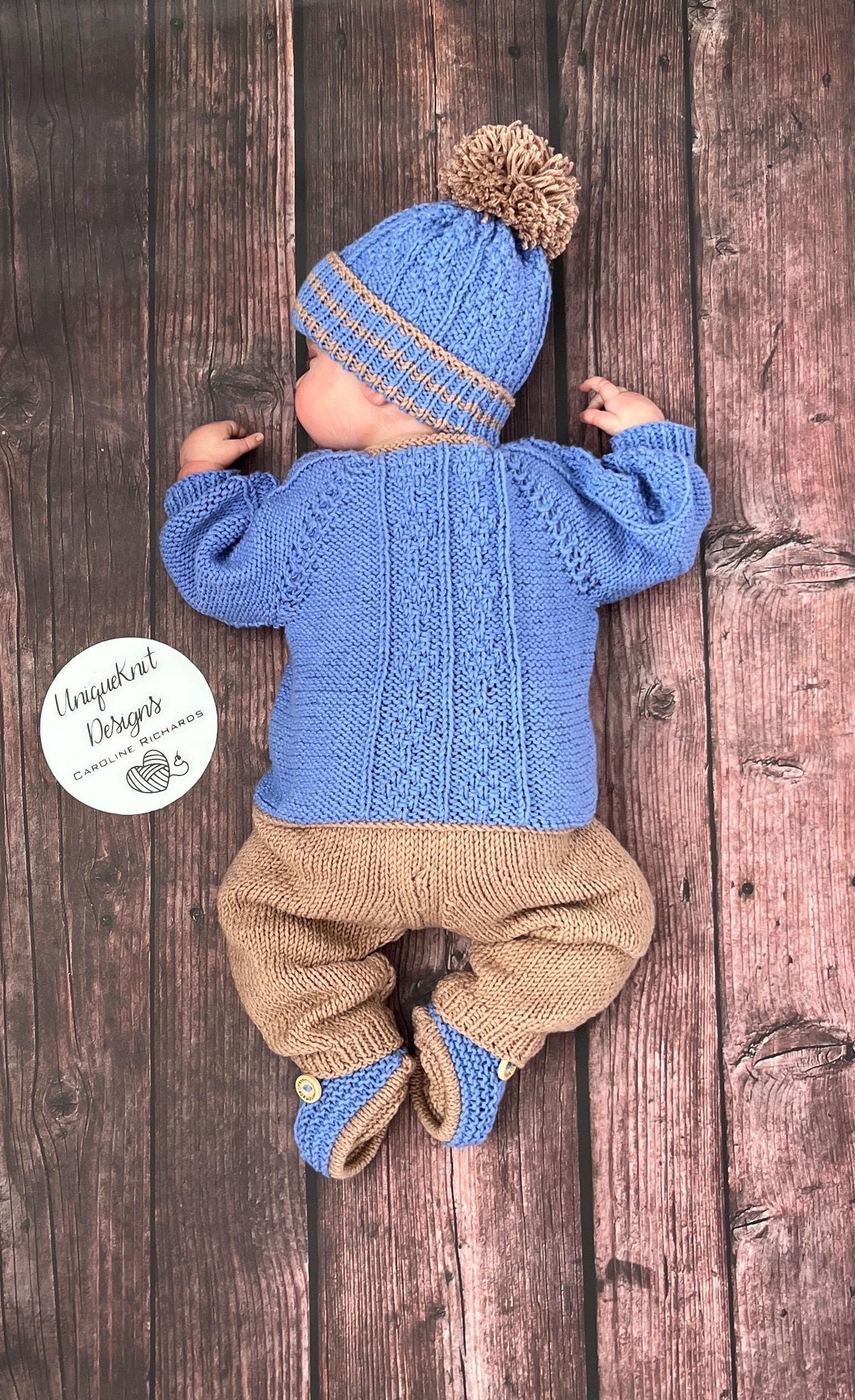 "Kieron” Multi-piece Knitting pattern for Reborn doll 16 -22” or 0-3 Month Old Baby
