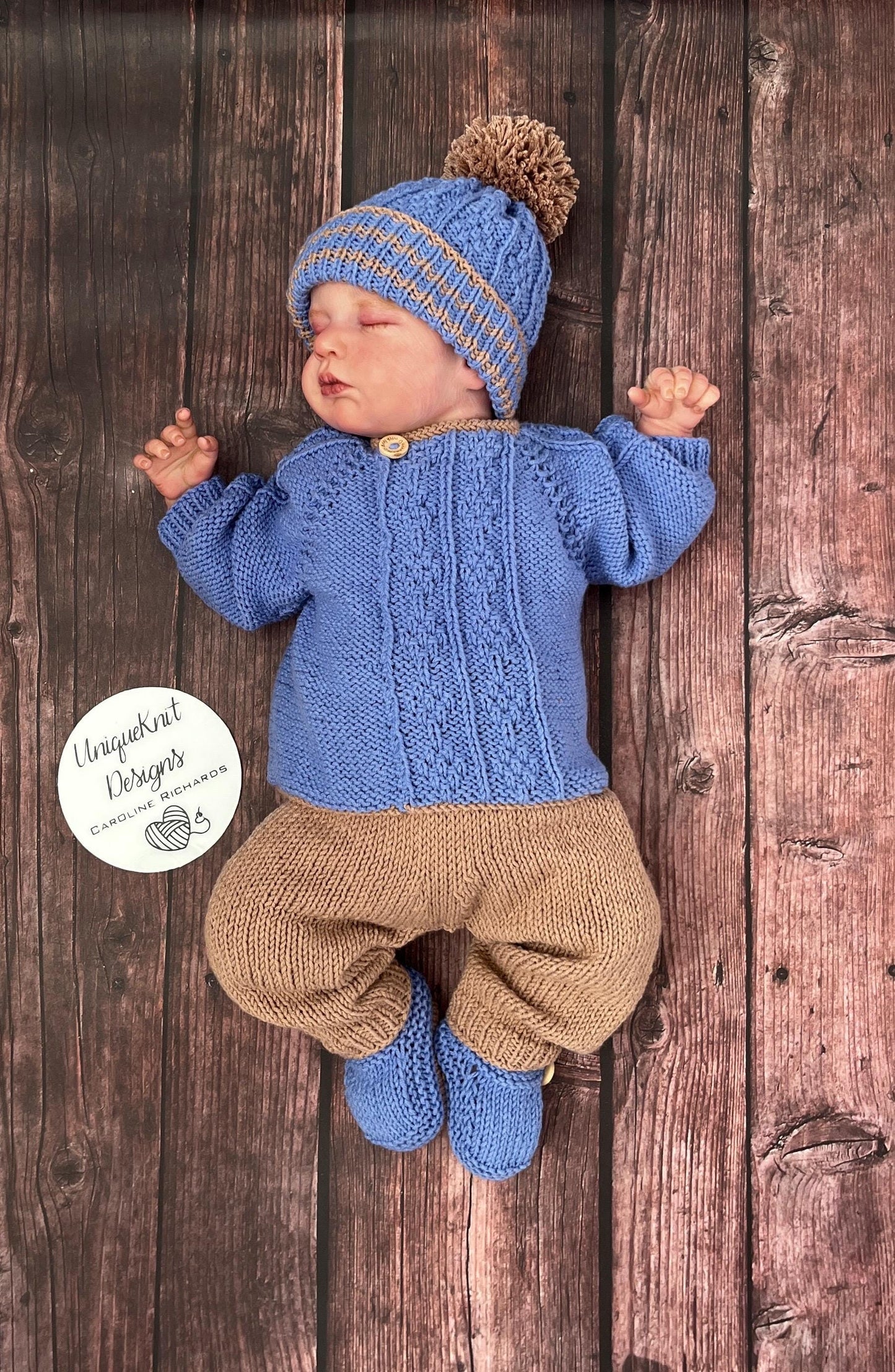 "Kieron” Multi-piece Knitting pattern for Reborn doll 16 -22” or 0-3 Month Old Baby