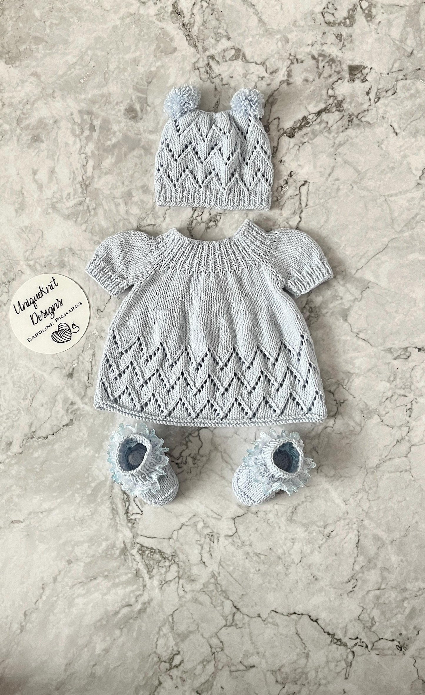 "Maggie” Multi-piece Knitting pattern for Reborn doll 16 -22” or 0-3 Month Old Baby