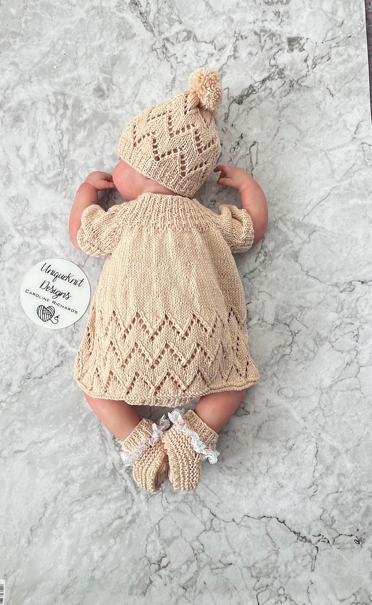"Maggie” Multi-piece Knitting pattern for Reborn doll 16 -22” or 0-3 Month Old Baby