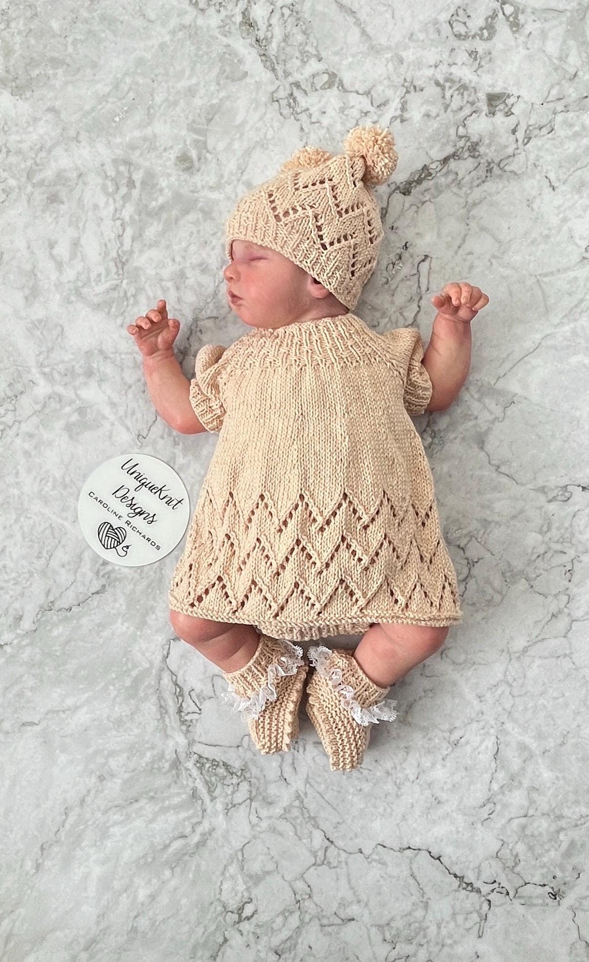 "Maggie” Multi-piece Knitting pattern for Reborn doll 16 -22” or 0-3 Month Old Baby