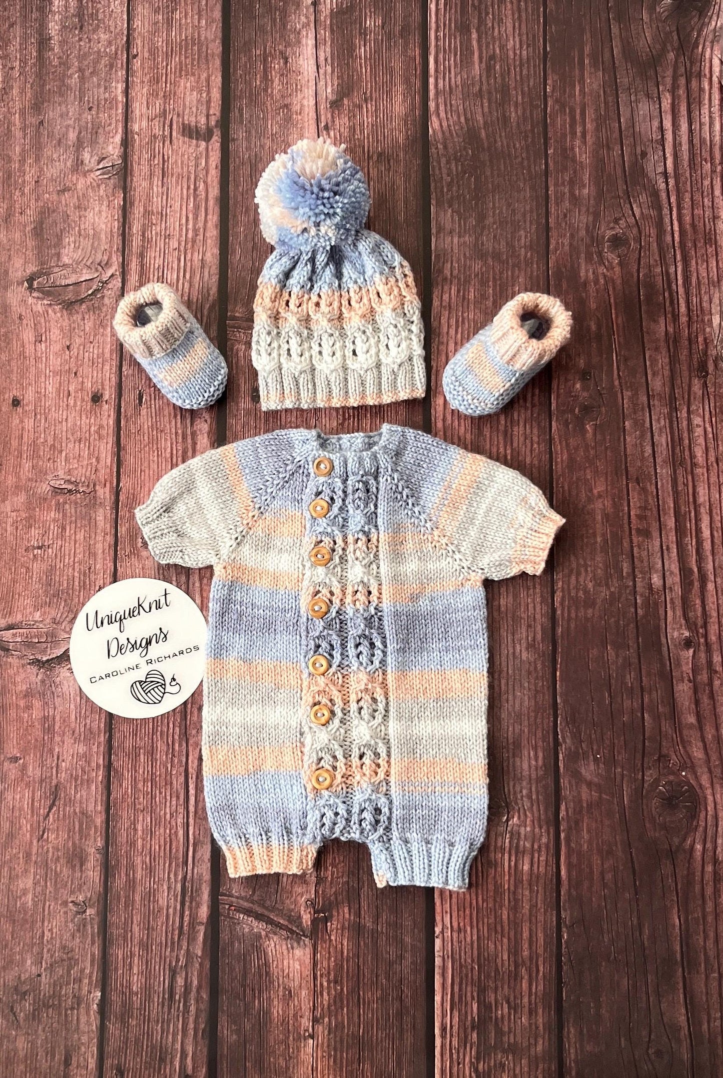 "Brooklyn" Romper knitting pattern for reborn doll 16-22" or 0-3 Month old baby