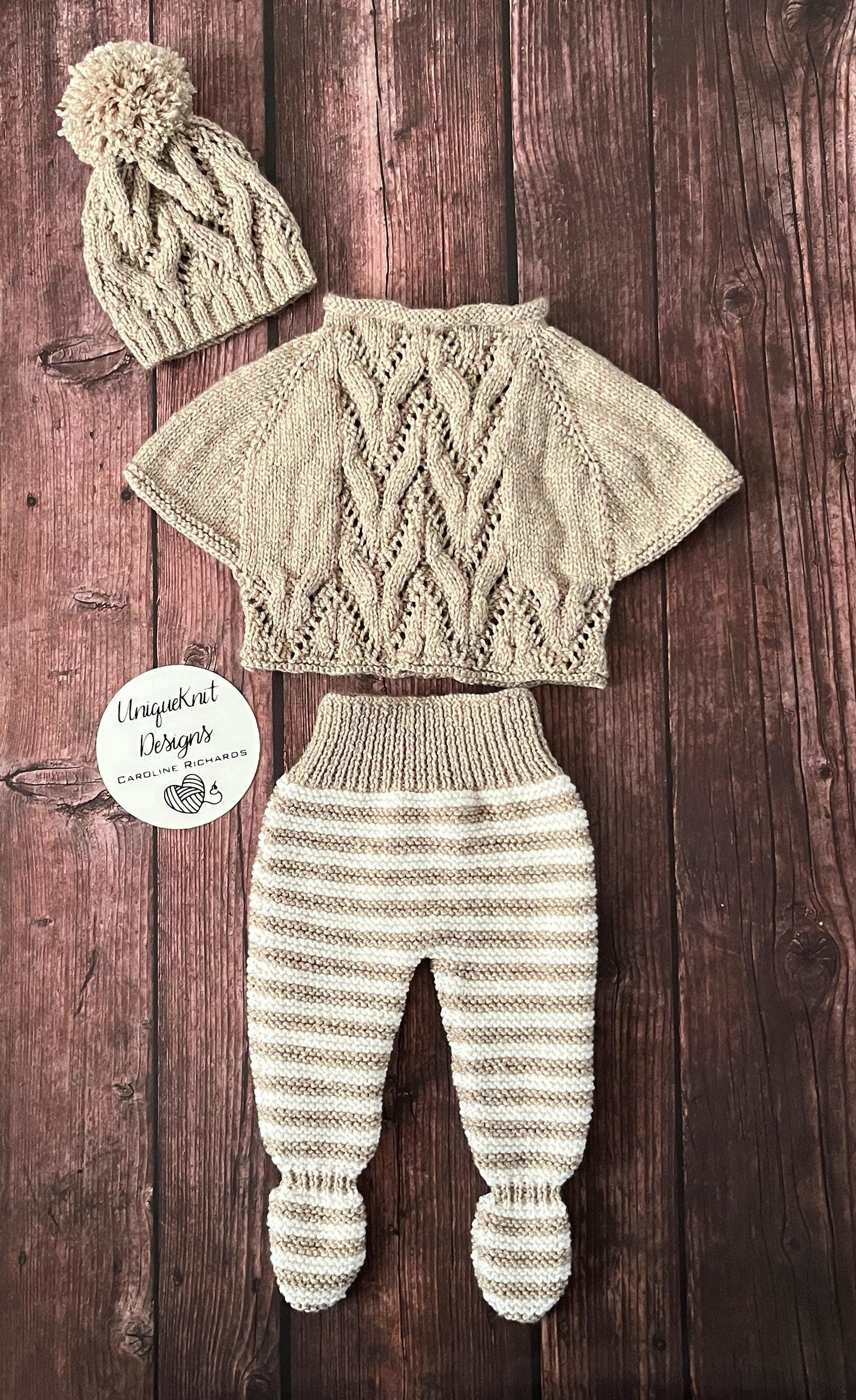 "Harlem” Poncho set Knitting pattern for Reborn doll 16 -22” or 0-3 Month Old Baby