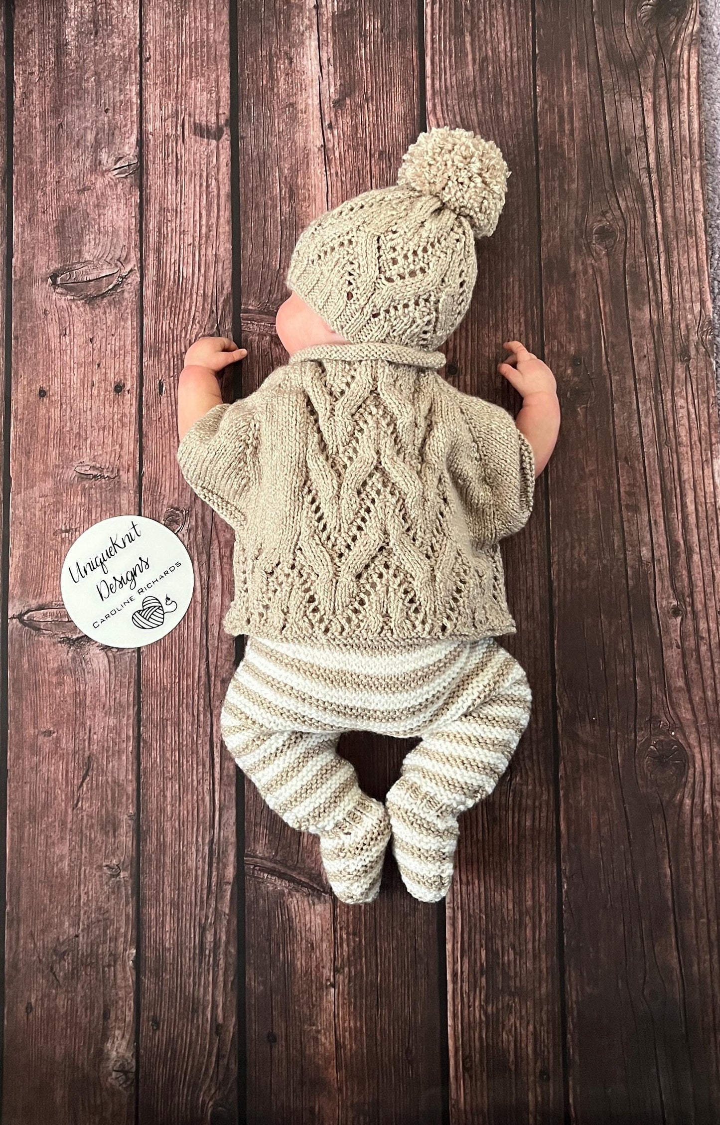 "Harlem” Poncho set Knitting pattern for Reborn doll 16 -22” or 0-3 Month Old Baby