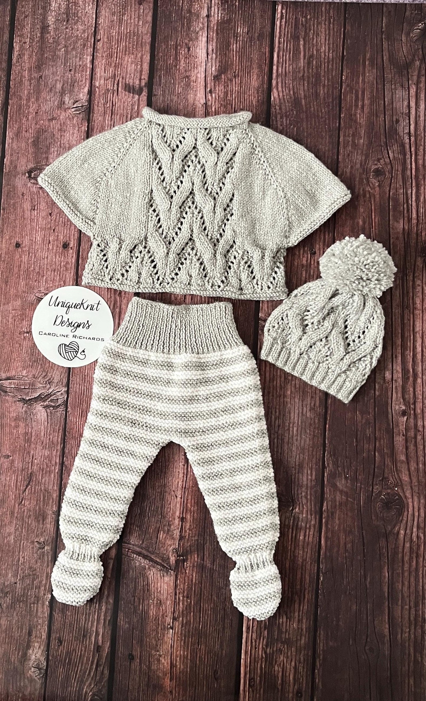 "Harlem” Poncho set Knitting pattern for Reborn doll 16 -22” or 0-3 Month Old Baby