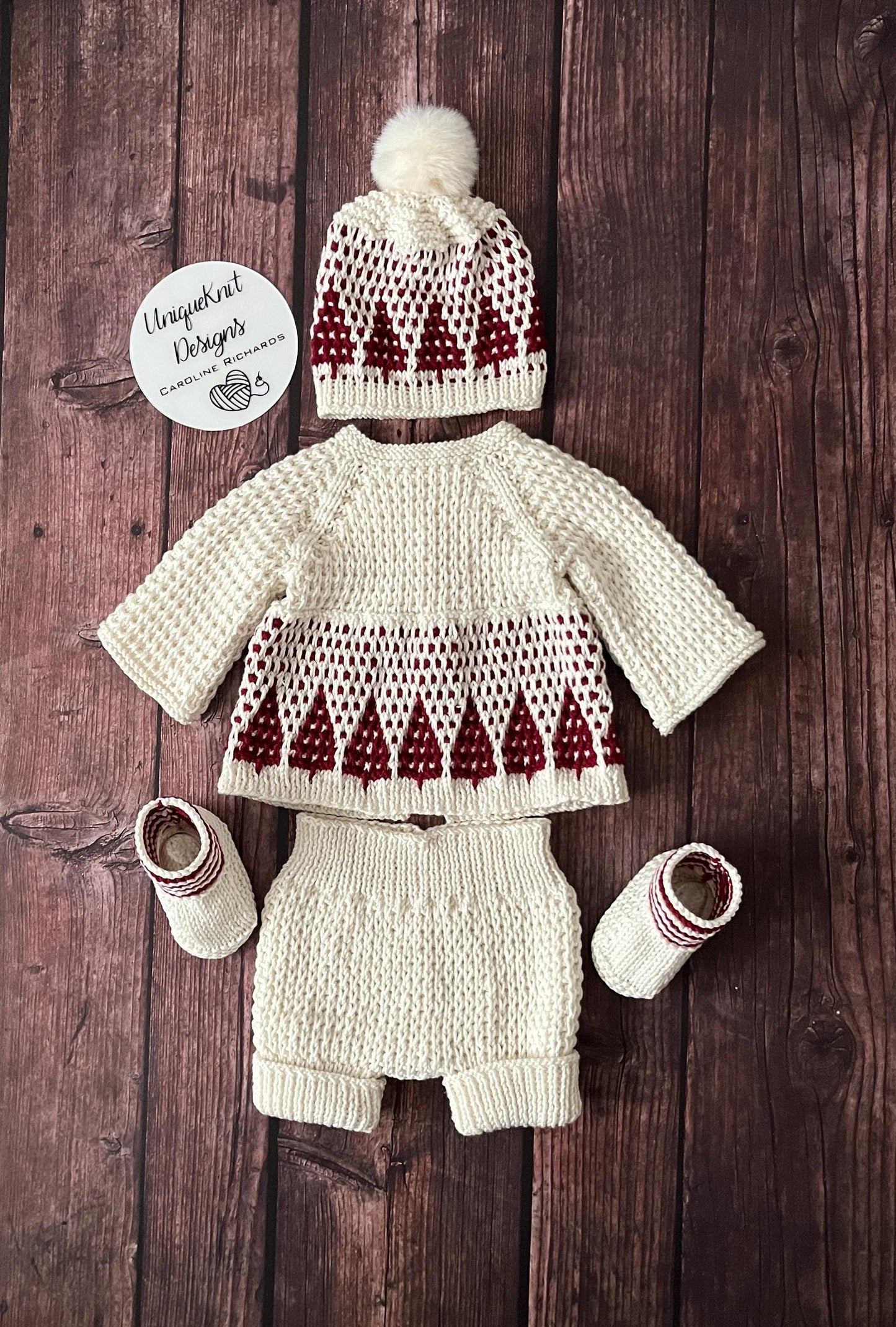 "Tinsel” 4 Piece Knitting pattern set for Reborn doll 16 -22” or 0-3 Month Old Baby