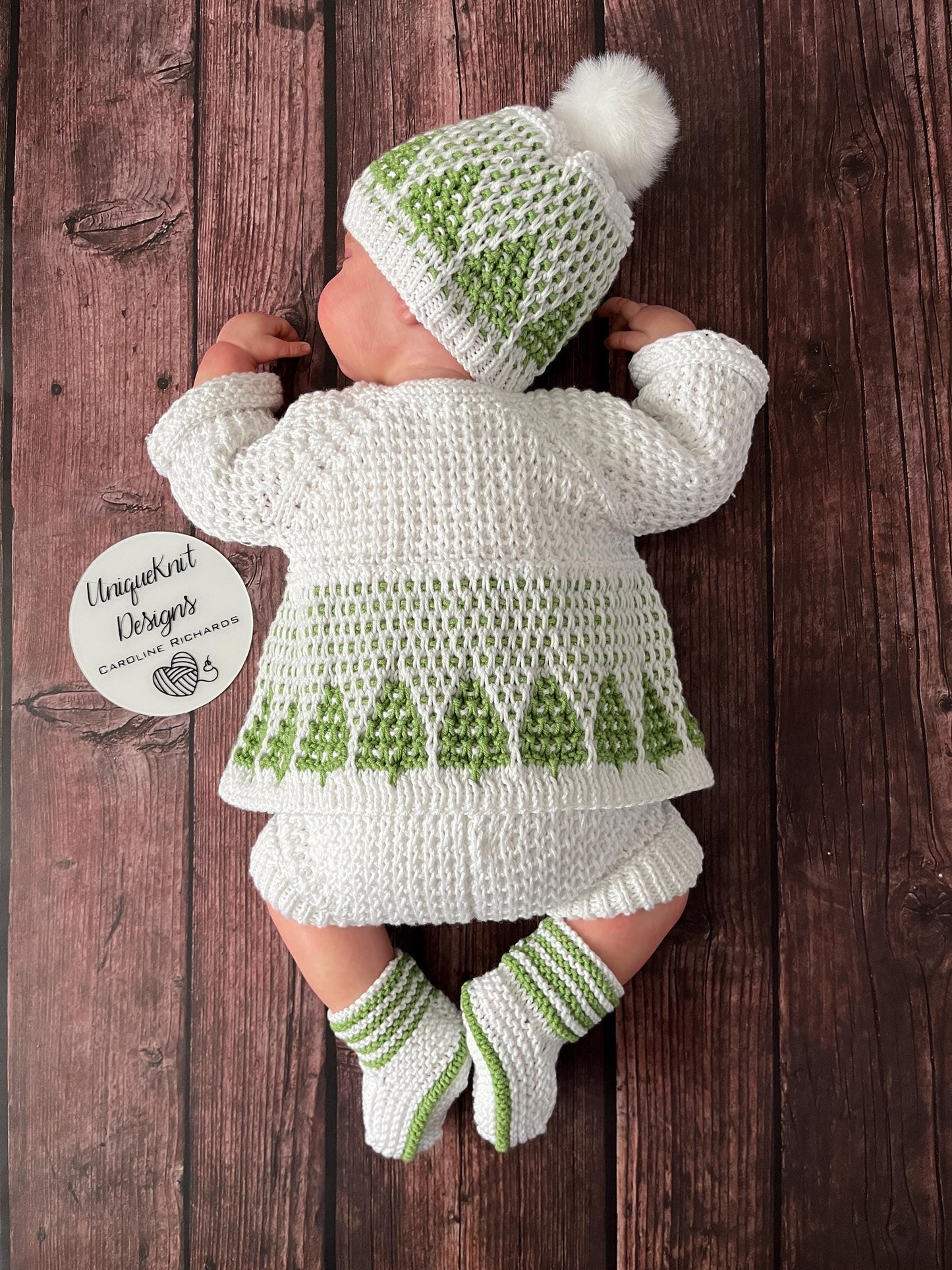 "Tinsel” 4 Piece Knitting pattern set for Reborn doll 16 -22” or 0-3 Month Old Baby