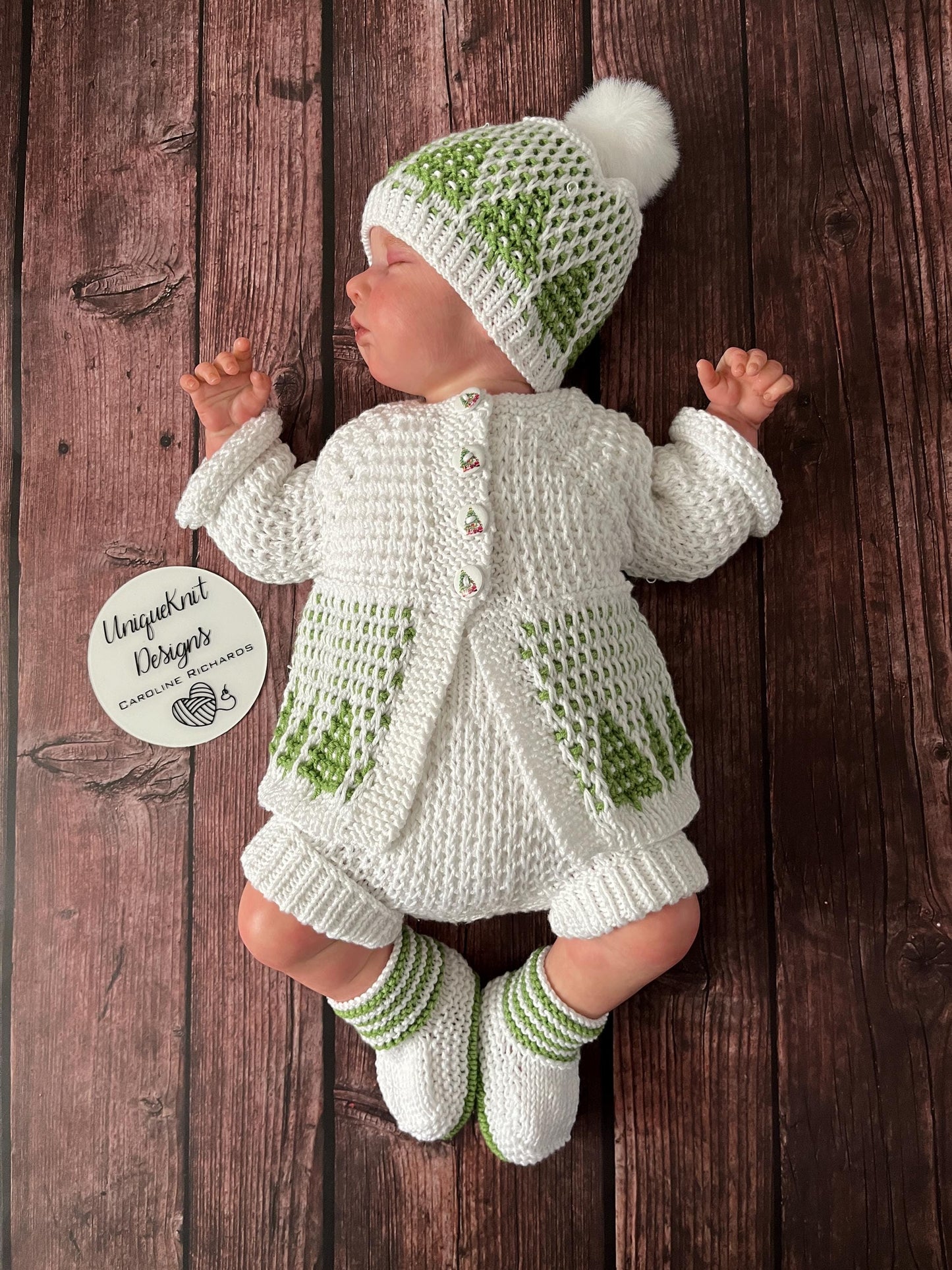 "Tinsel” 4 Piece Knitting pattern set for Reborn doll 16 -22” or 0-3 Month Old Baby