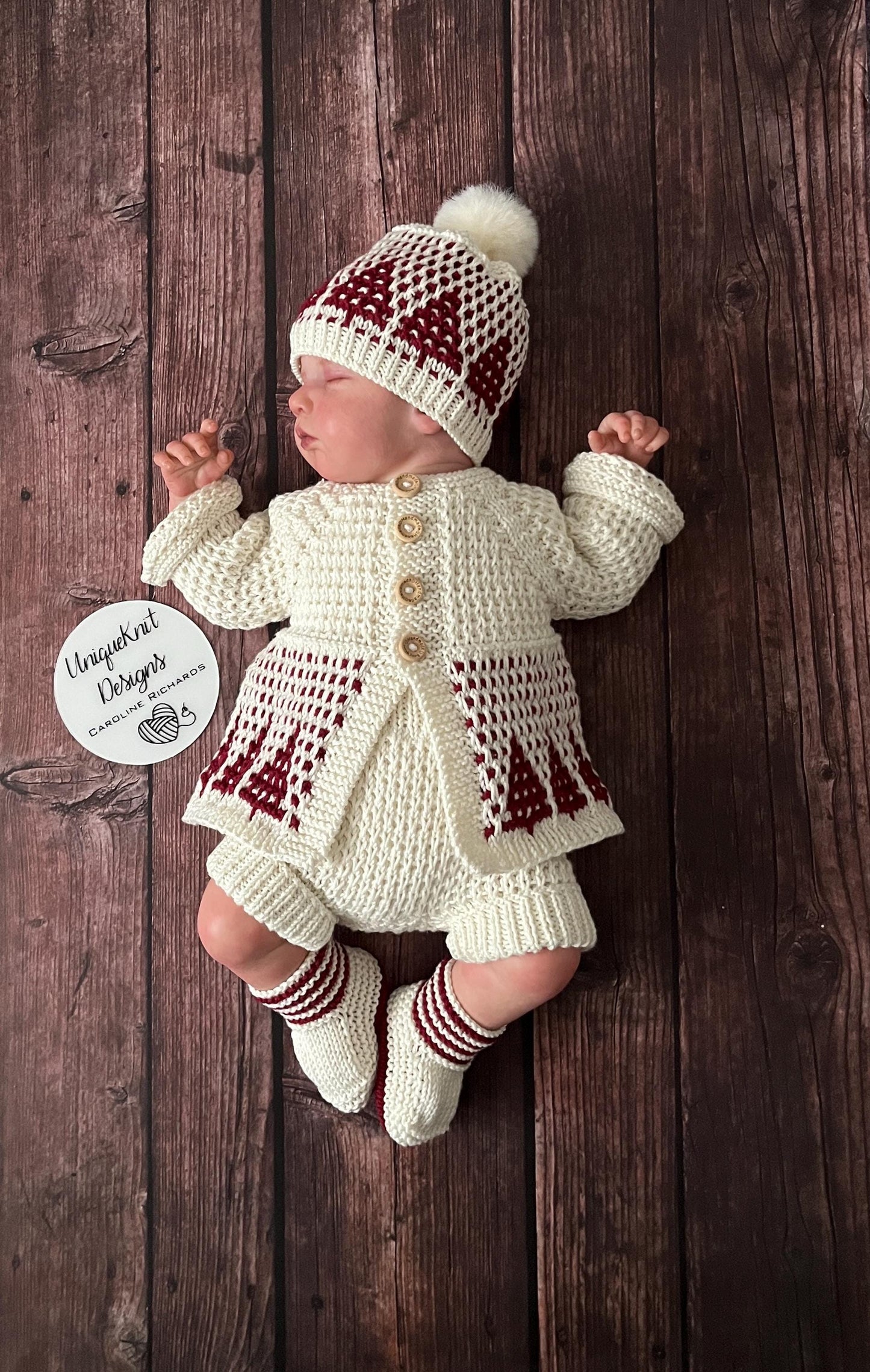 "Tinsel” 4 Piece Knitting pattern set for Reborn doll 16 -22” or 0-3 Month Old Baby