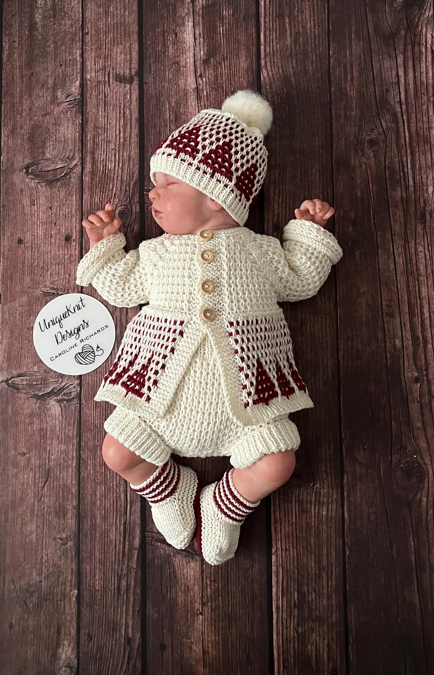 "Tinsel” 4 Piece Knitting pattern set for Reborn doll 16 -22” or 0-3 Month Old Baby