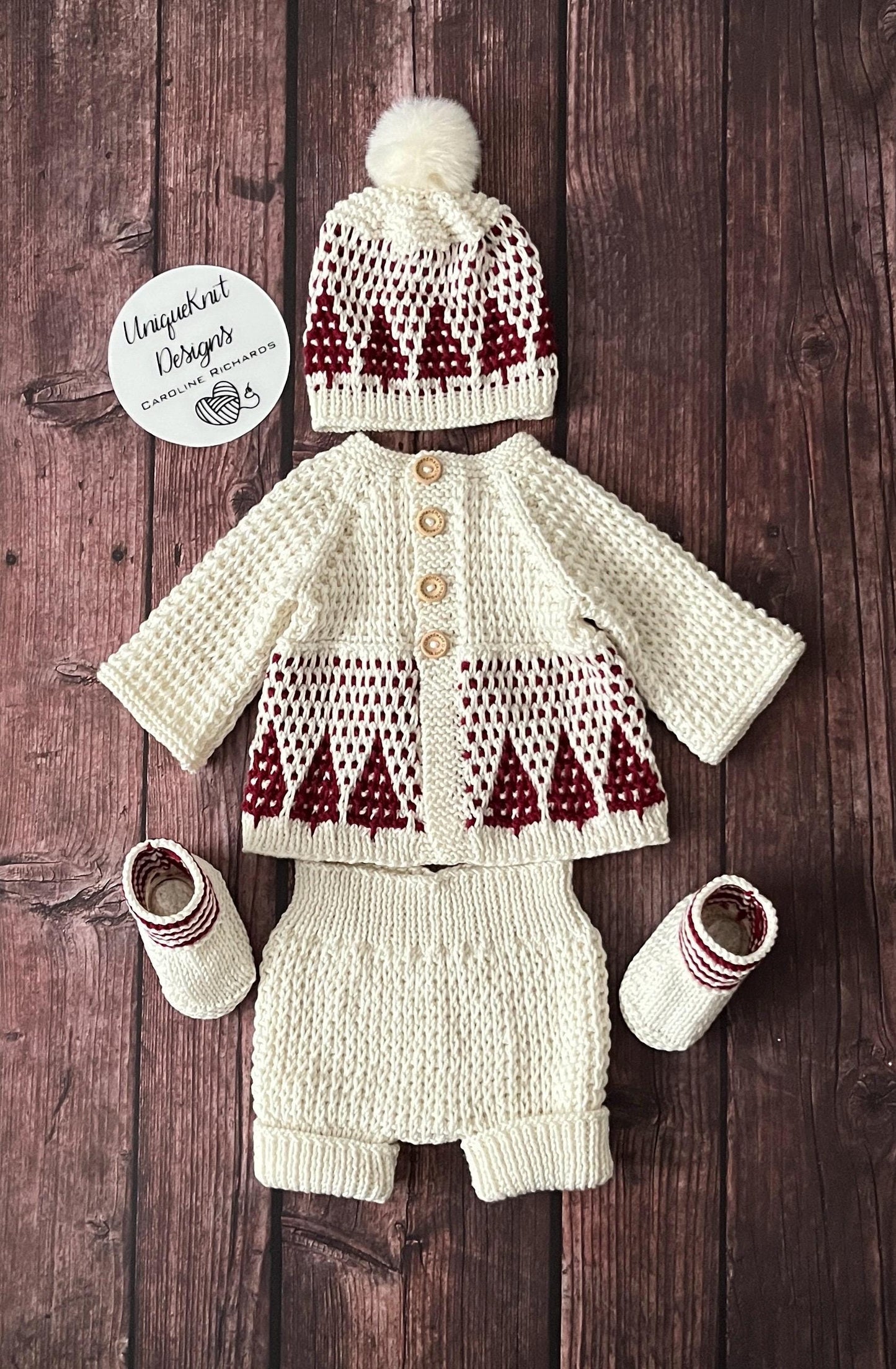 "Tinsel” 4 Piece Knitting pattern set for Reborn doll 16 -22” or 0-3 Month Old Baby