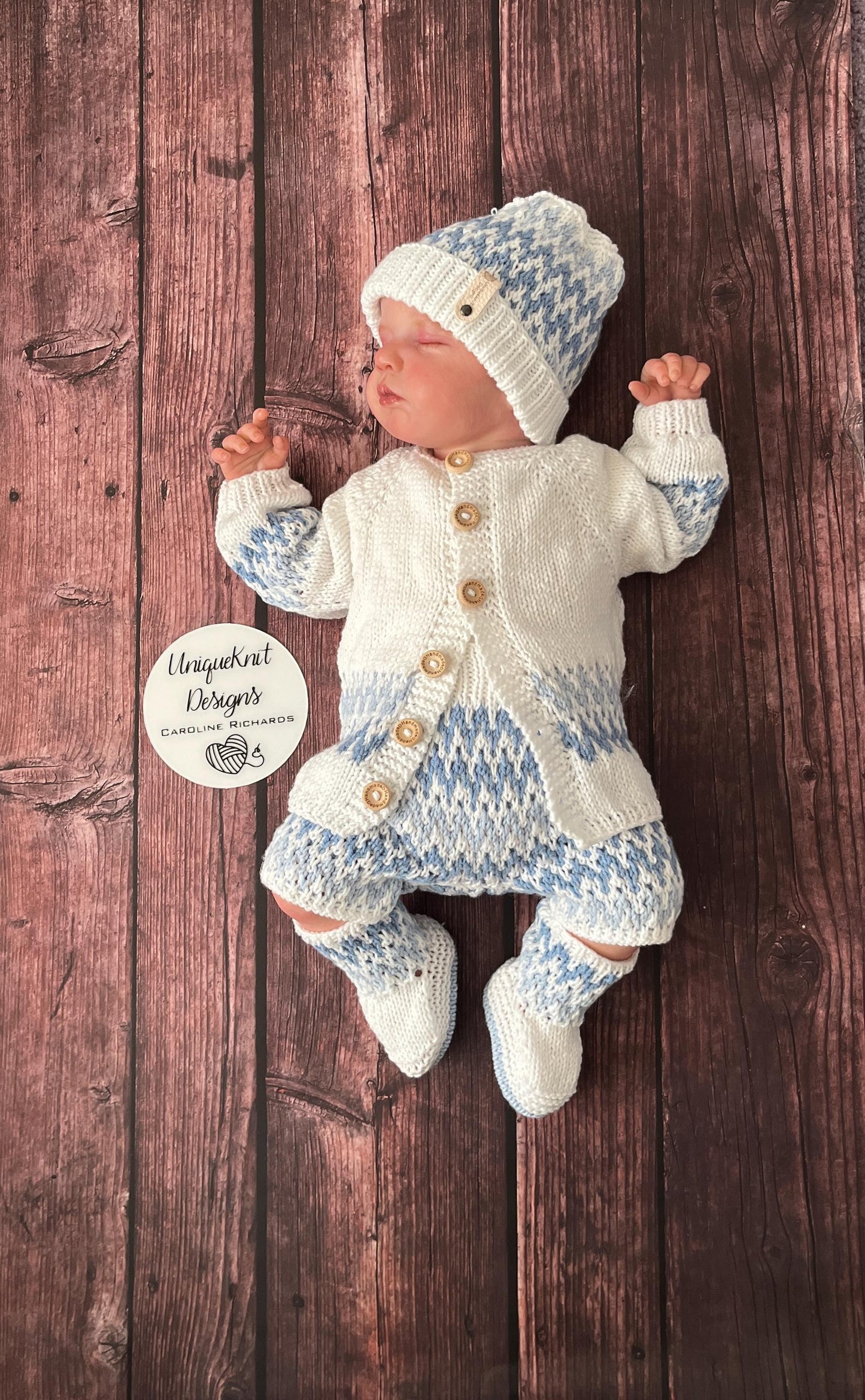 "Zingara” 4 Piece Knitting pattern set for Reborn doll 16 -22” or 0-3 Month Old Baby