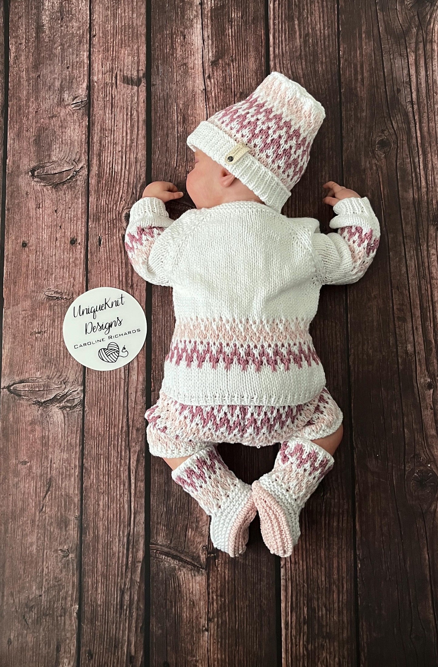 "Zingara” 4 Piece Knitting pattern set for Reborn doll 16 -22” or 0-3 Month Old Baby