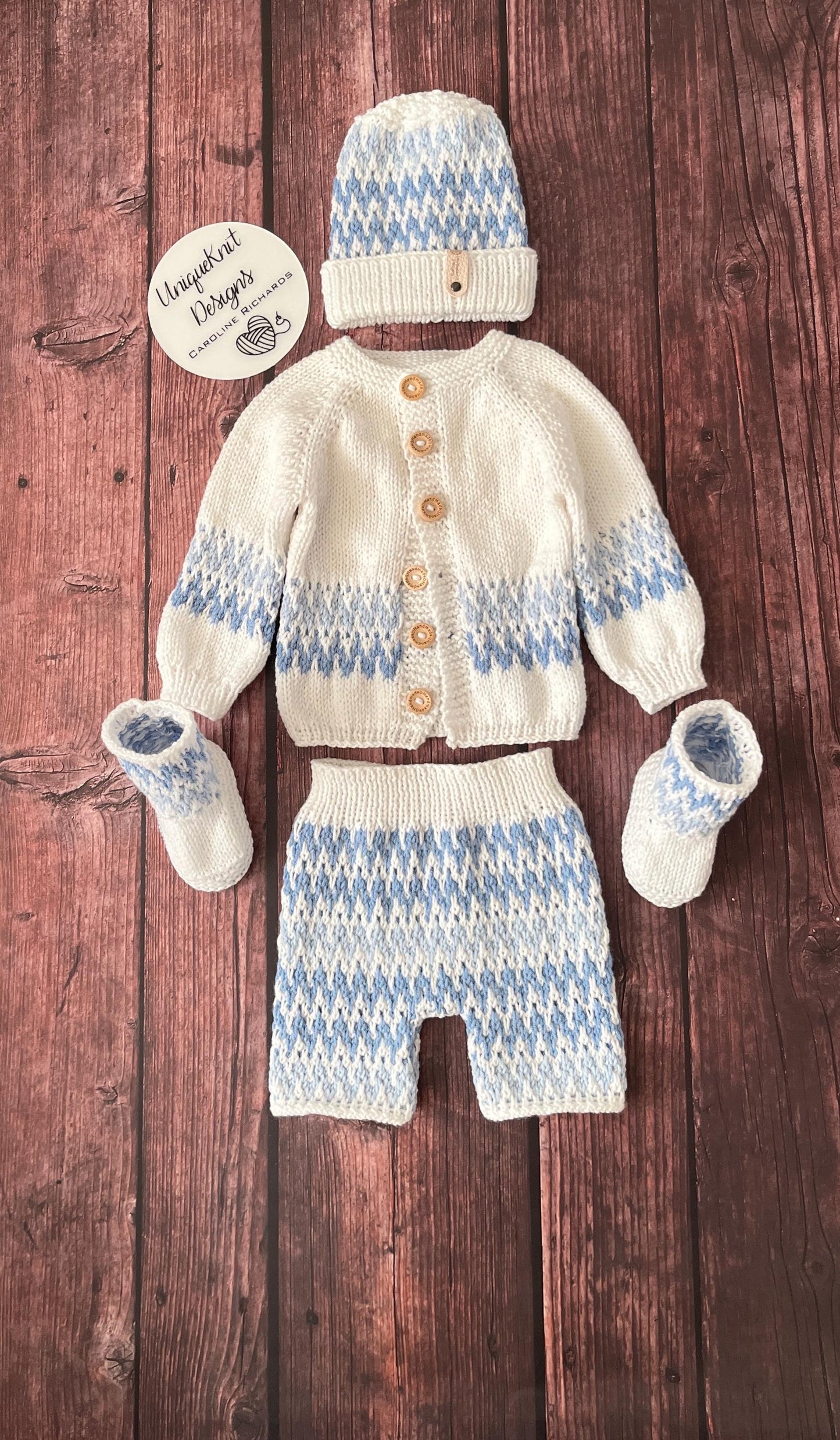 "Zingara” 4 Piece Knitting pattern set for Reborn doll 16 -22” or 0-3 Month Old Baby