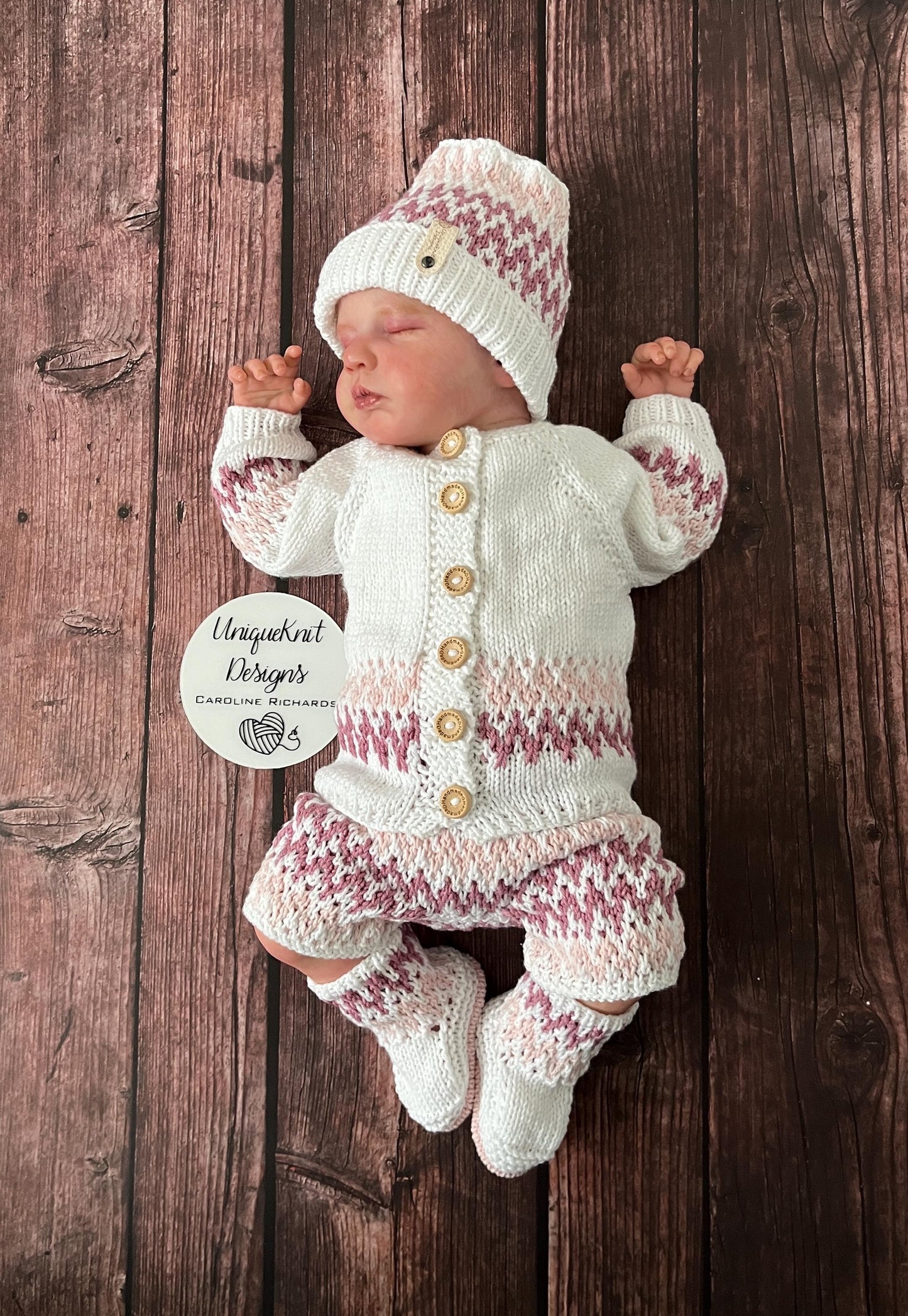 "Zingara” 4 Piece Knitting pattern set for Reborn doll 16 -22” or 0-3 Month Old Baby