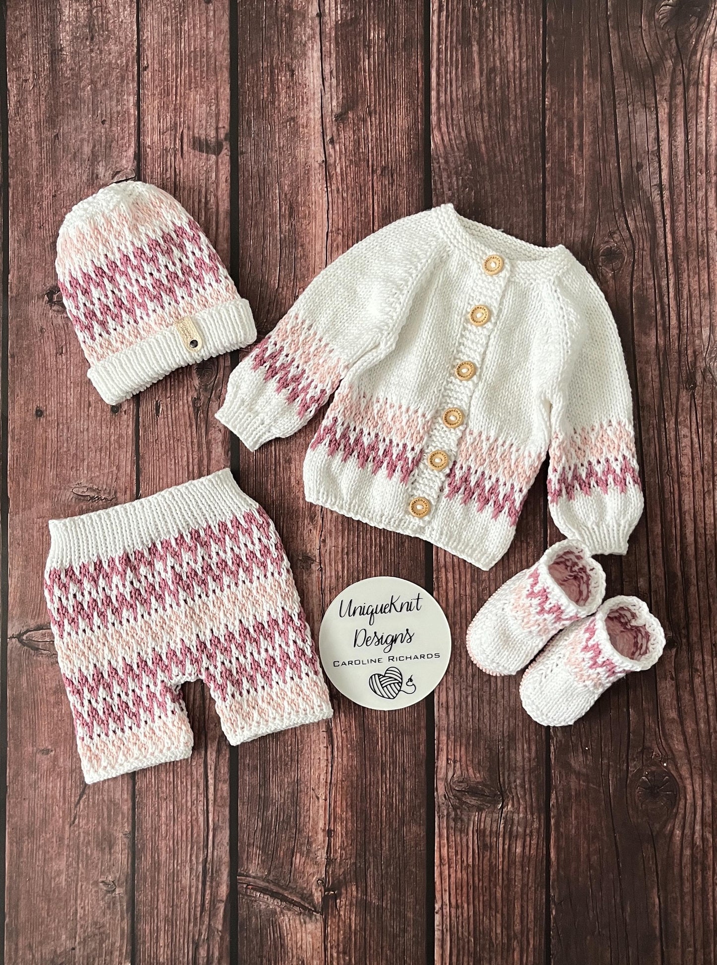 "Zingara” 4 Piece Knitting pattern set for Reborn doll 16 -22” or 0-3 Month Old Baby