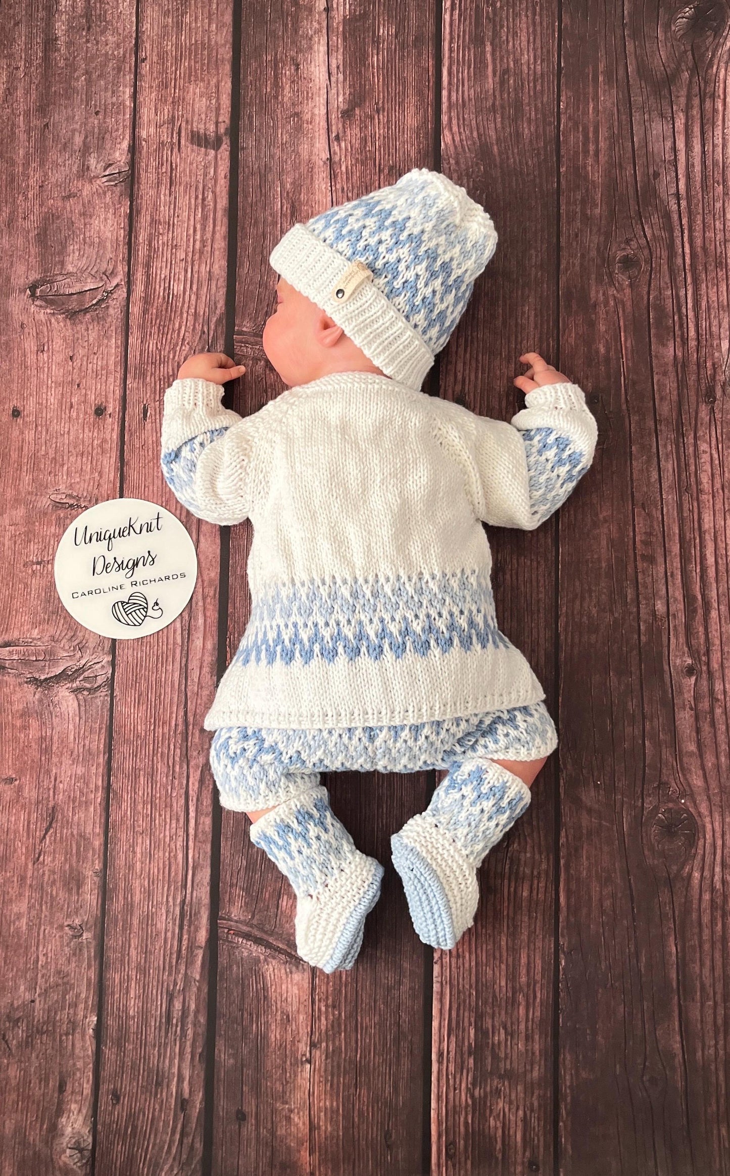 "Zingara” 4 Piece Knitting pattern set for Reborn doll 16 -22” or 0-3 Month Old Baby