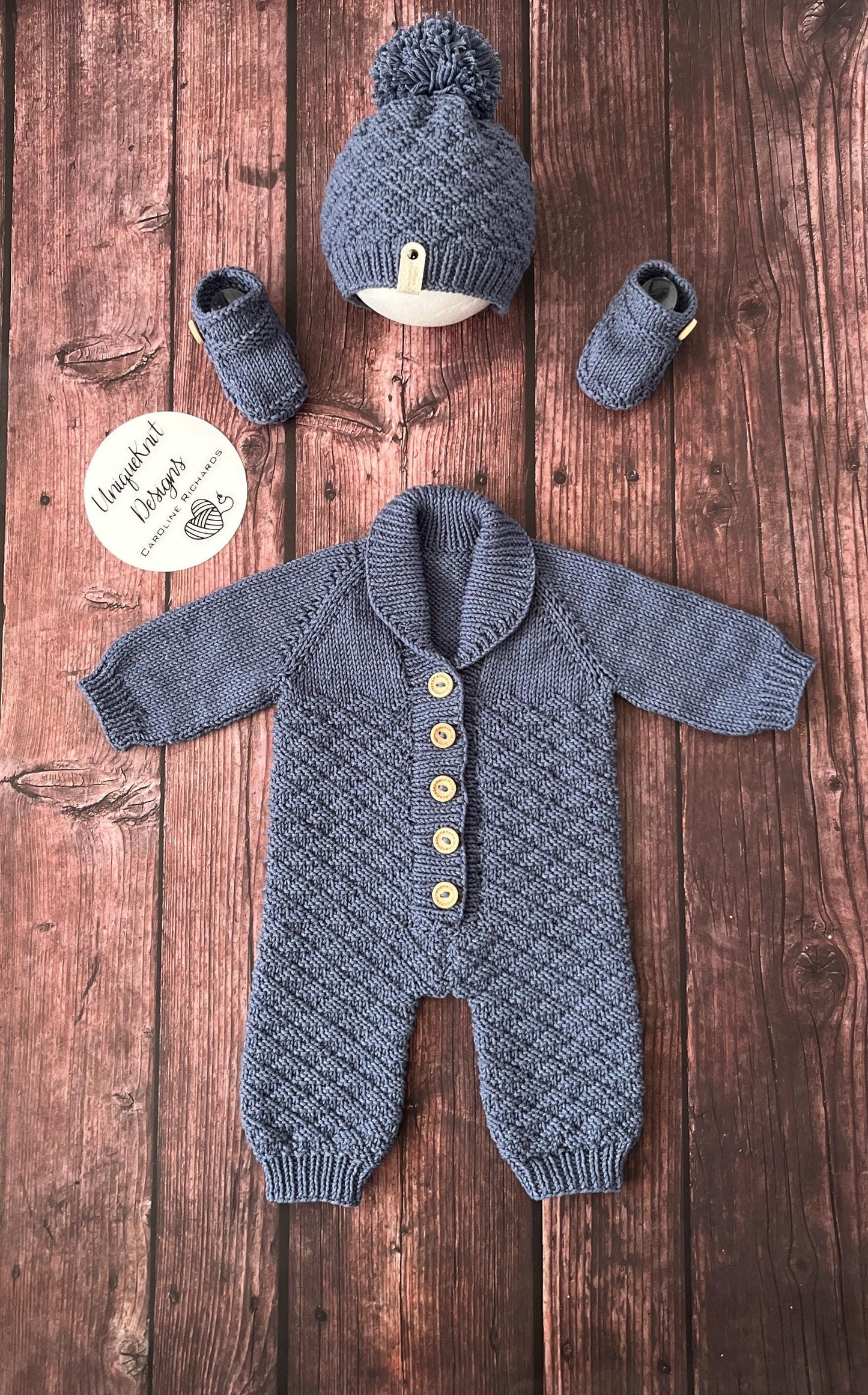 "Rupert” Romper Knitting pattern set for Reborn doll 16 -22” or 0-3 Month Old Baby