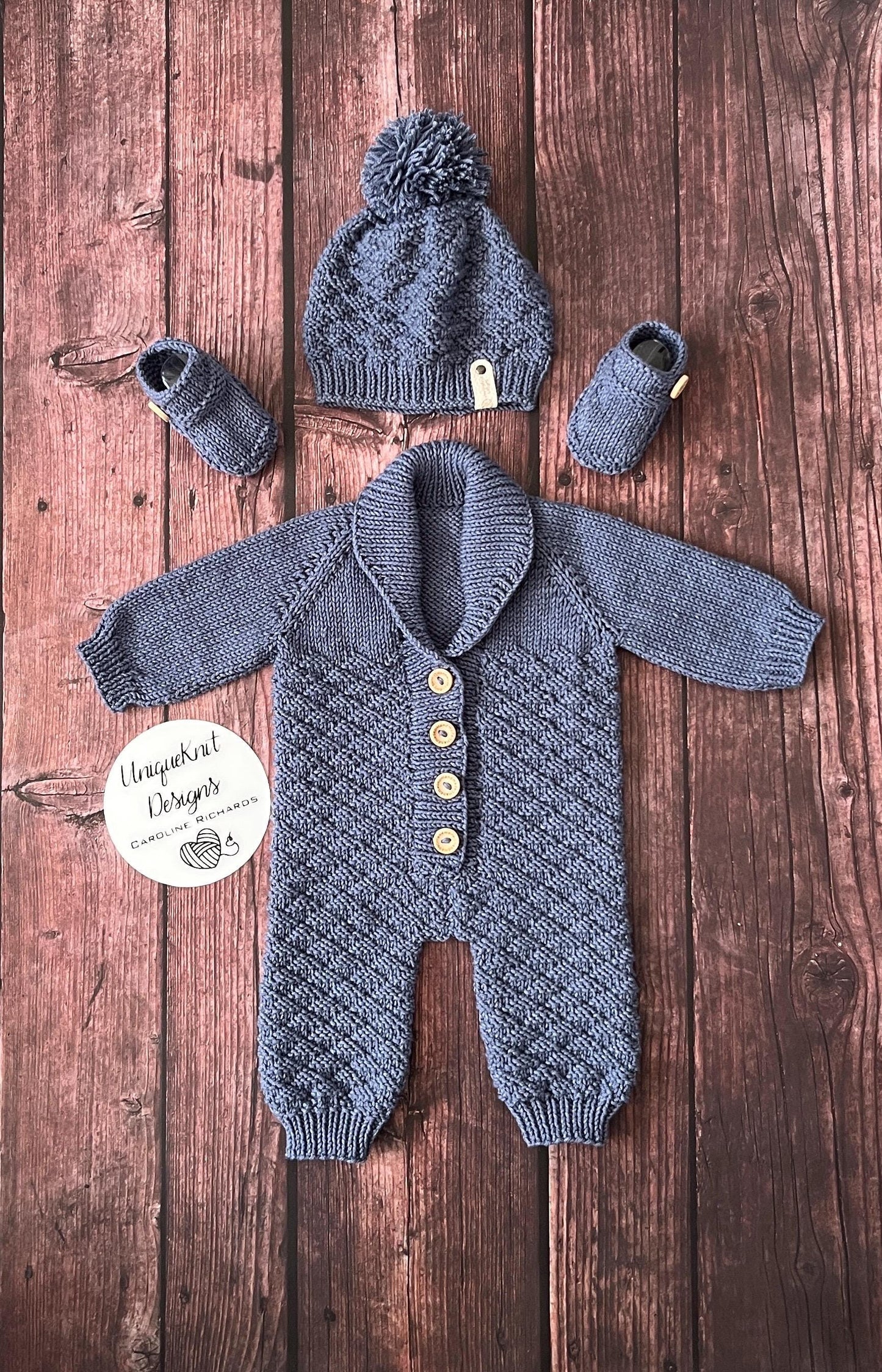 "Rupert” Romper Knitting pattern set for Reborn doll 16 -22” or 0-3 Month Old Baby