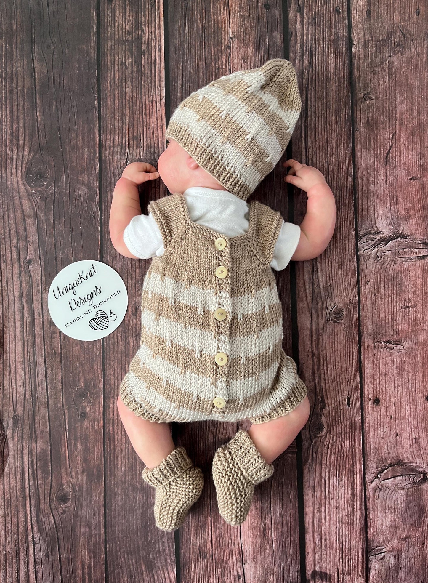 "Jack & Jill” Romper and Dress set Knitting pattern for Reborn doll 16 -22” or 0-3 Month Old Baby