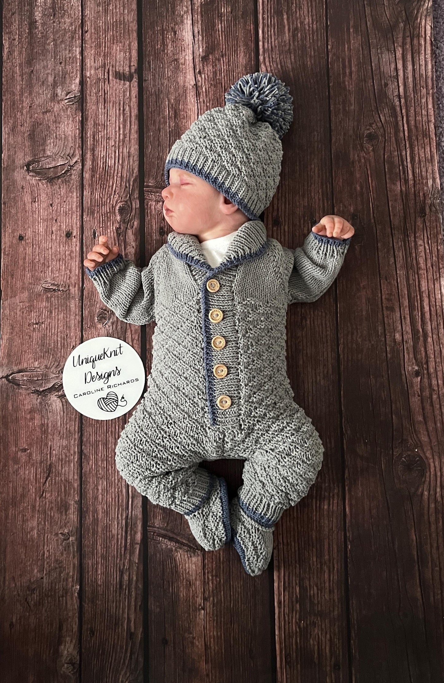 "Rupert” Romper Knitting pattern set for Reborn doll 16 -22” or 0-3 Month Old Baby