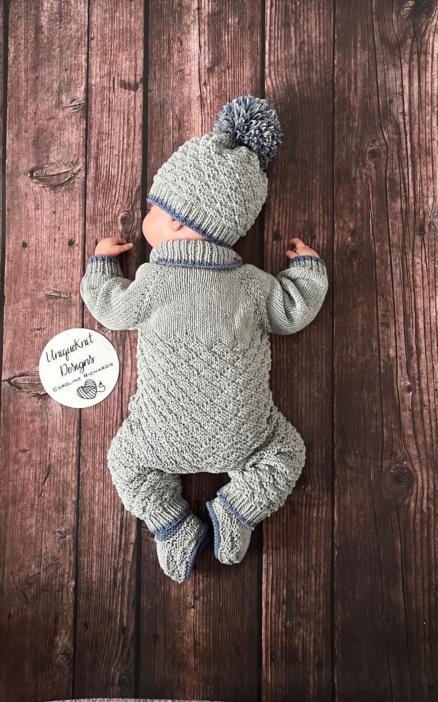 "Rupert” Romper Knitting pattern set for Reborn doll 16 -22” or 0-3 Month Old Baby