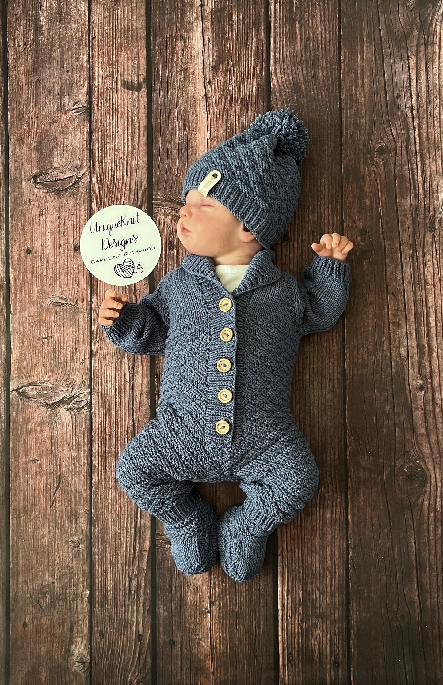 "Rupert” Romper Knitting pattern set for Reborn doll 16 -22” or 0-3 Month Old Baby
