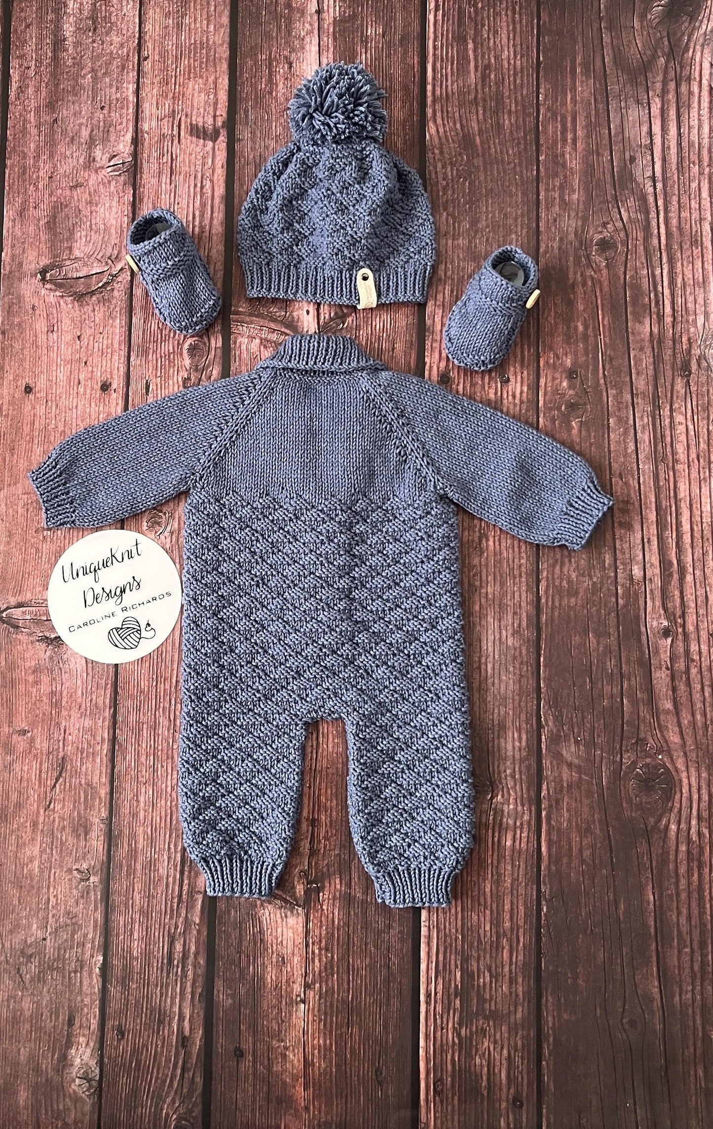 "Rupert” Romper Knitting pattern set for Reborn doll 16 -22” or 0-3 Month Old Baby