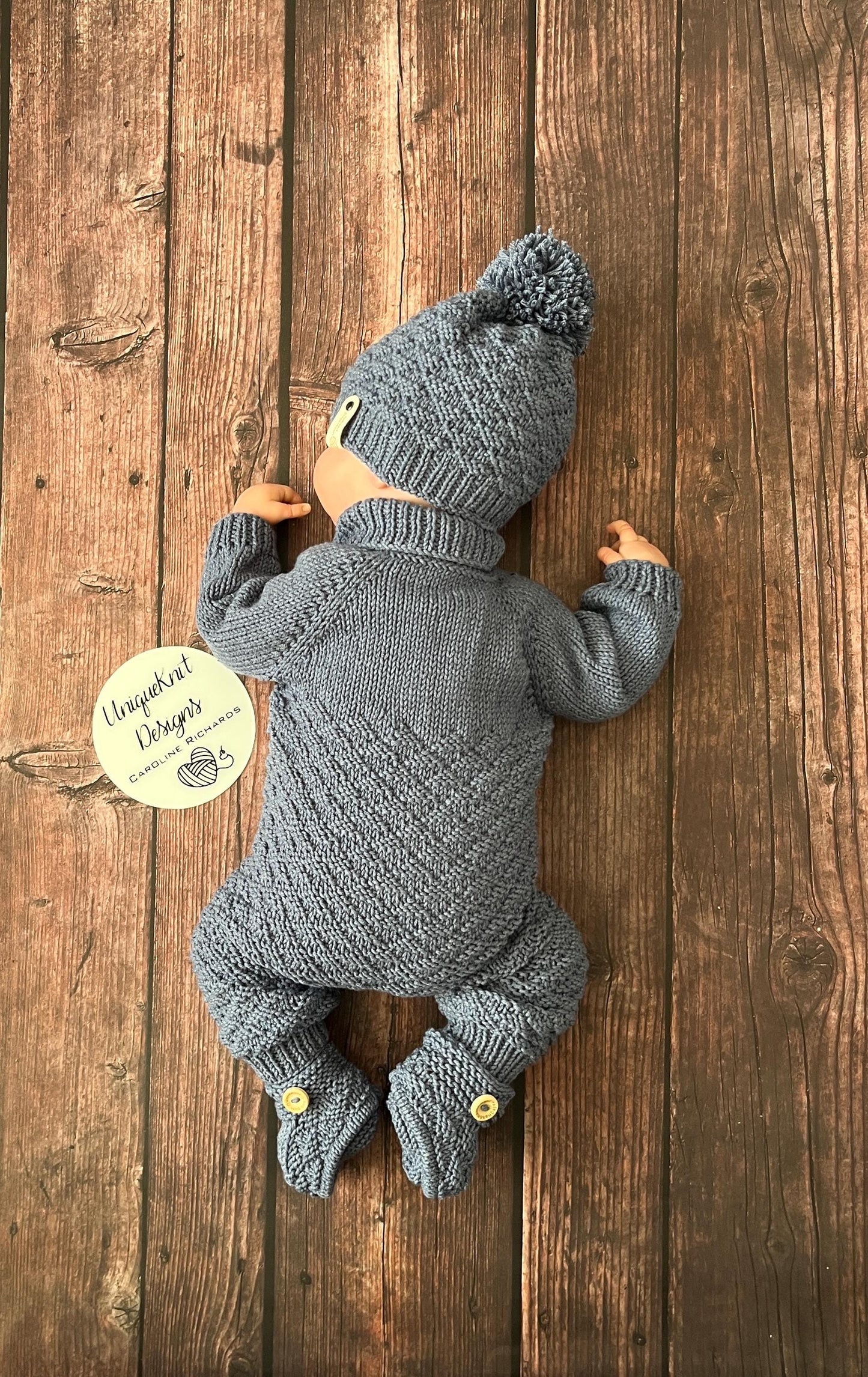 "Rupert” Romper Knitting pattern set for Reborn doll 16 -22” or 0-3 Month Old Baby