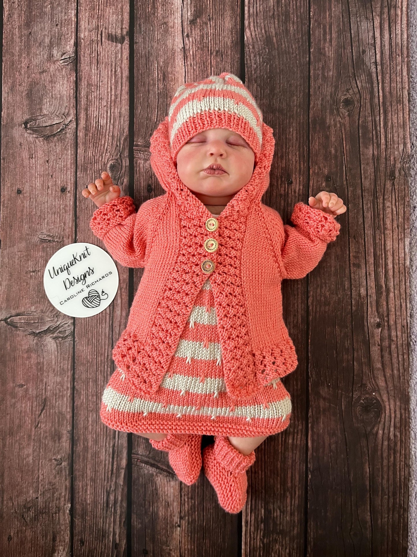 "Jack & Jill” Romper and Dress set Knitting pattern for Reborn doll 16 -22” or 0-3 Month Old Baby
