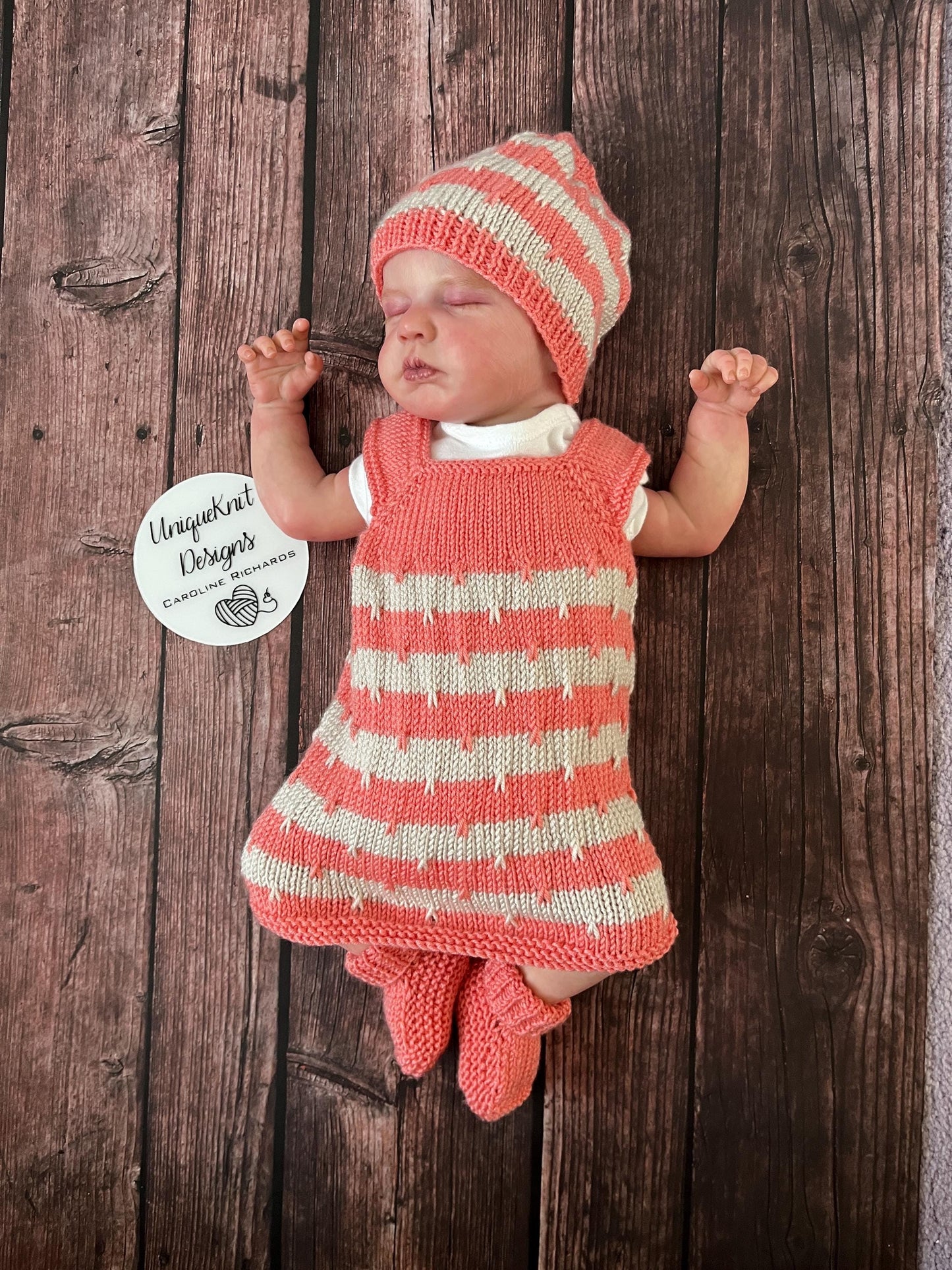 "Jack & Jill” Romper and Dress set Knitting pattern for Reborn doll 16 -22” or 0-3 Month Old Baby
