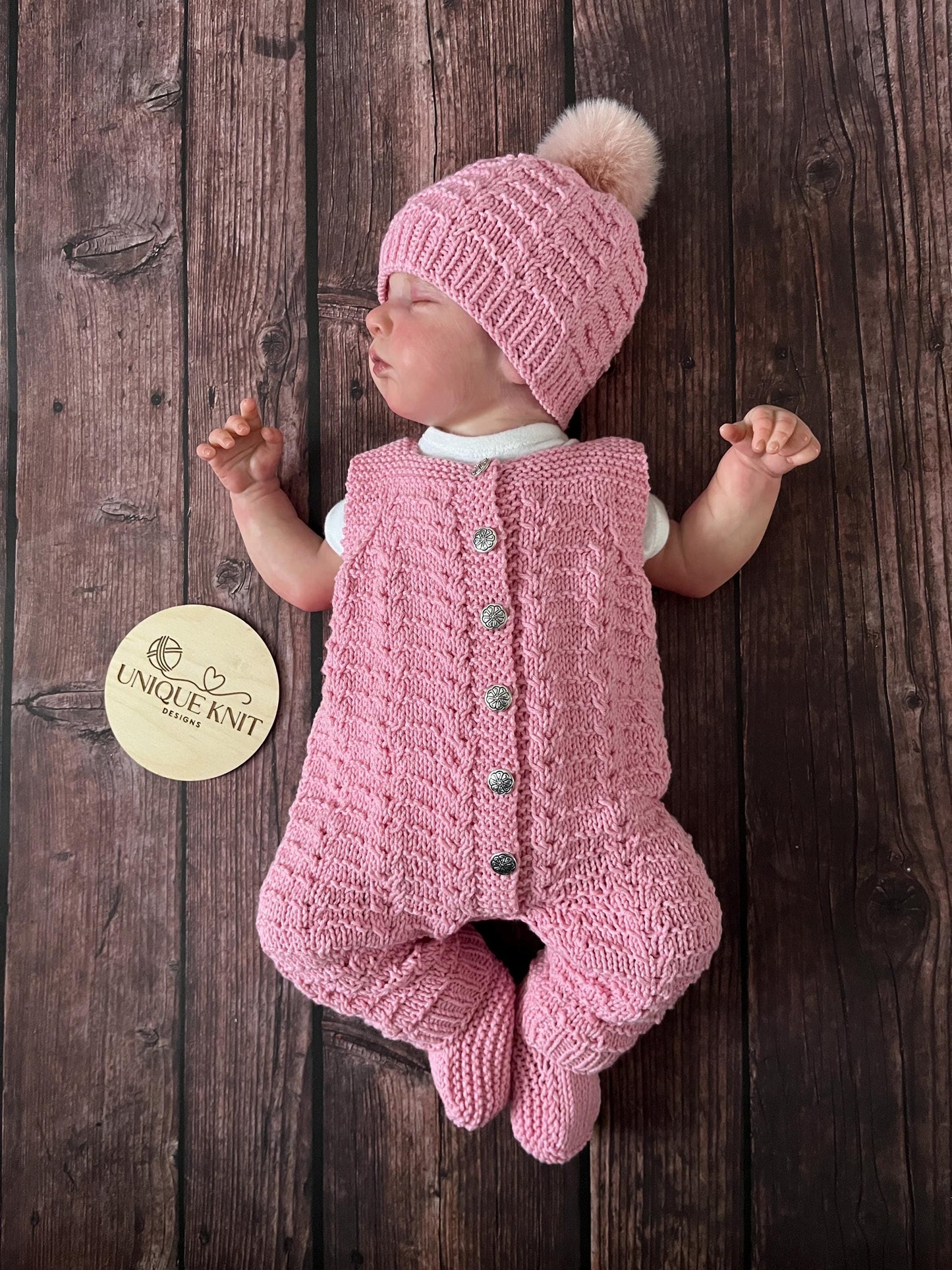 "Aurora” Dungaree set Knitting pattern set for Reborn doll 16 -22” or 0-3 Month Old Baby