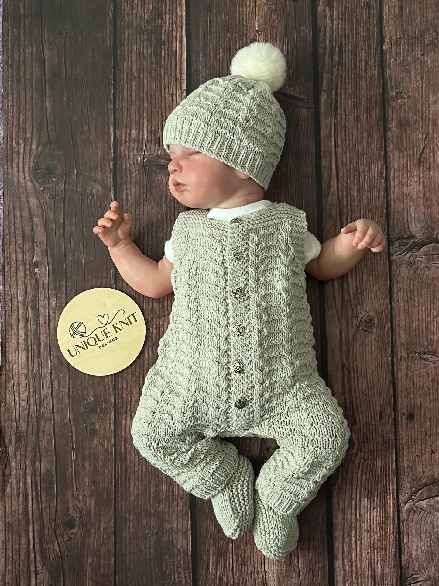 "Aurora” Dungaree set Knitting pattern set for Reborn doll 16 -22” or 0-3 Month Old Baby