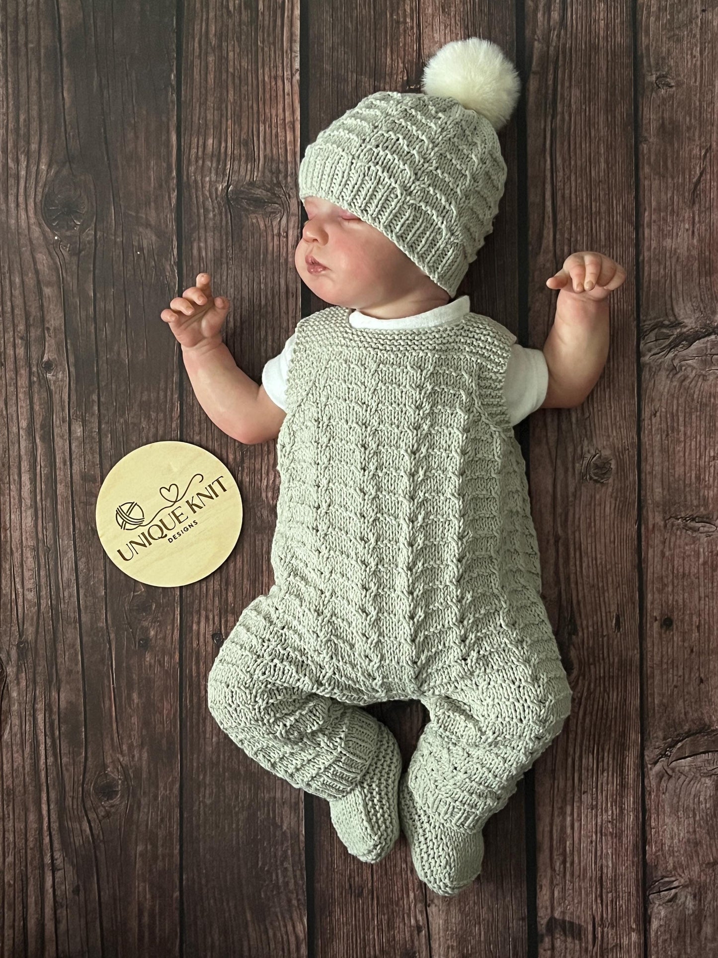 "Aurora” Dungaree set Knitting pattern set for Reborn doll 16 -22” or 0-3 Month Old Baby