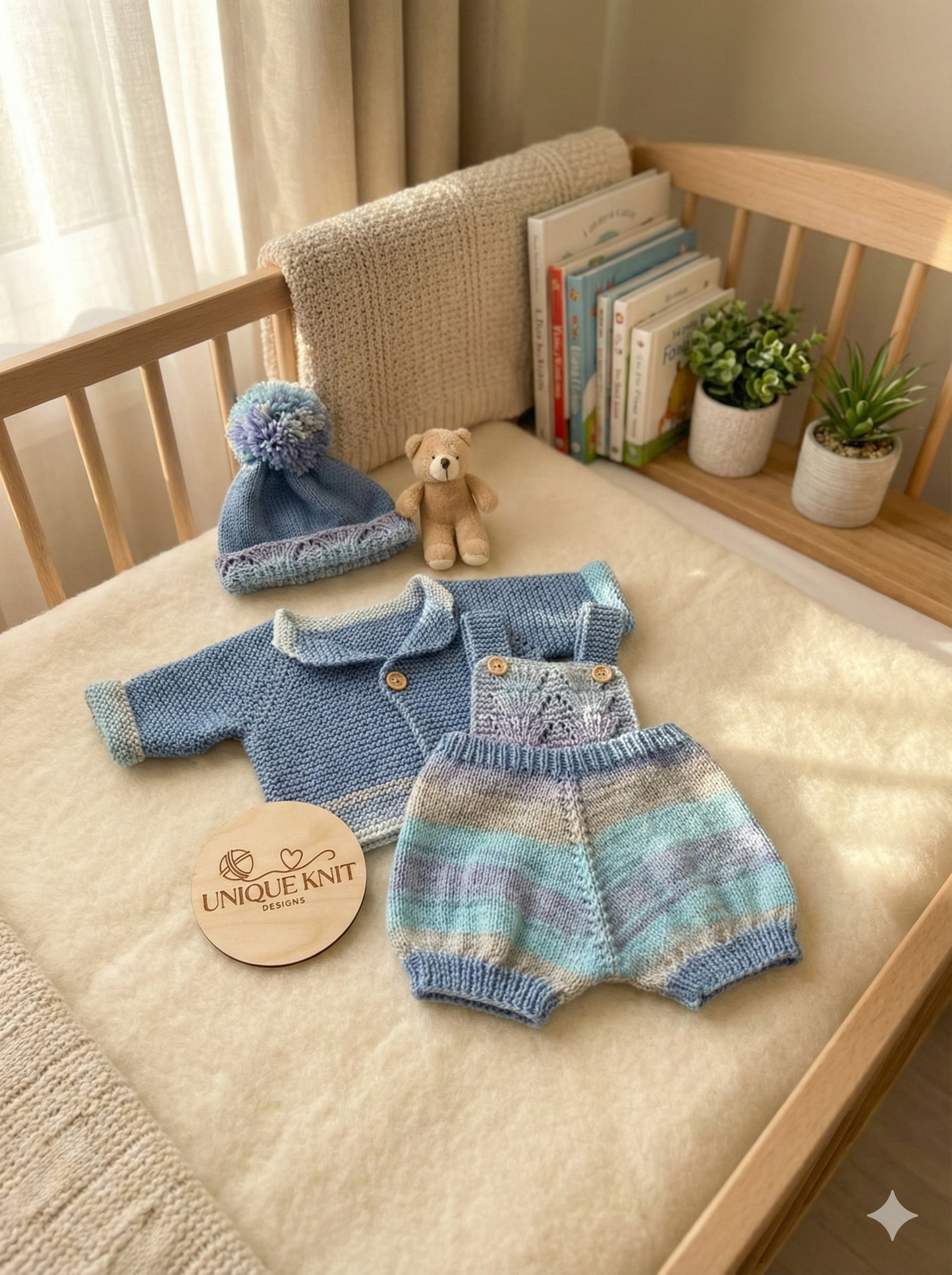 "Capri ” 4 Piece Set Knitting pattern for Reborn doll 16-22” or 0-3 Mth Old Baby