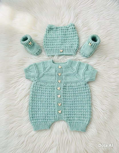 "Mango" Romper knitting pattern for reborn doll 16-22" or 0-3 Month old baby