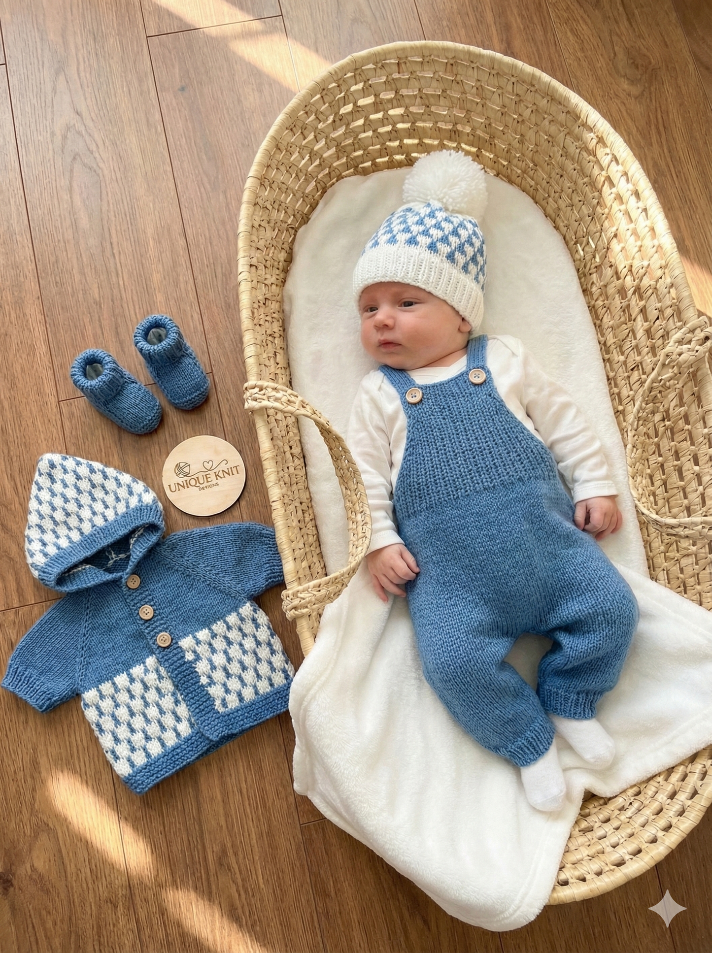 "Popcorn” 4 Piece set Knitting pattern for Reborn doll 16 -22” or 0-3 Month Old Baby