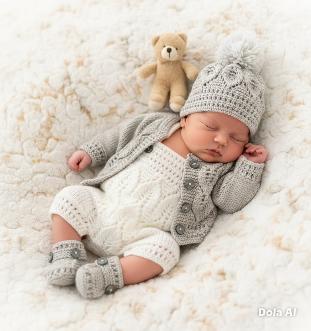 "Oregano” 4 Piece Set Knitting pattern for Reborn doll 16-22” or 0-3 Mth Old Baby