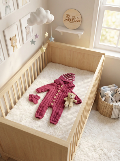 "Alyssum ” Hooded Romper Knitting pattern for Reborn doll 16 -22” or 0-3 Mth Old Baby