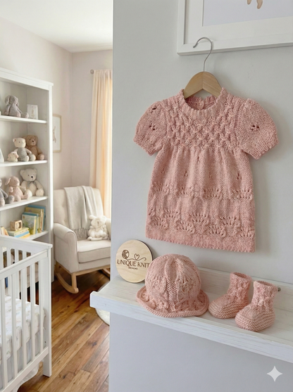 "Clementine” Dress Set Knitting pattern for Reborn doll 16 -22” or 0-3 Mth Old Baby