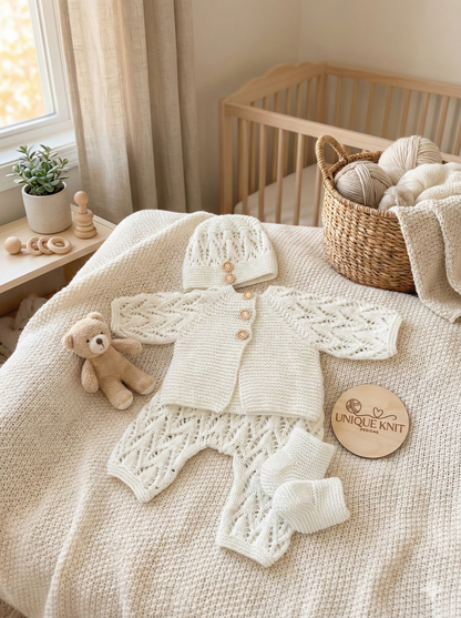 "Maple” 4 Piece Set Knitting pattern for Reborn doll 16-22” or 0-3 Mth Old Baby