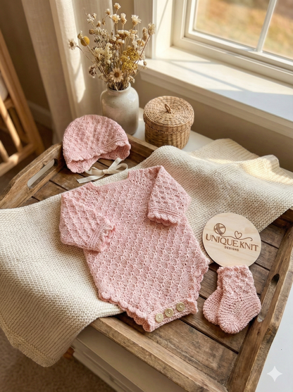 "Freyja” Romper Knitting pattern for Reborn doll 19 -24” or 0-6 Month Old Baby