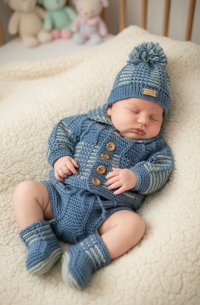 "Nathan” 4 Piece set - 8 sizes from premature to 24 Month old baby