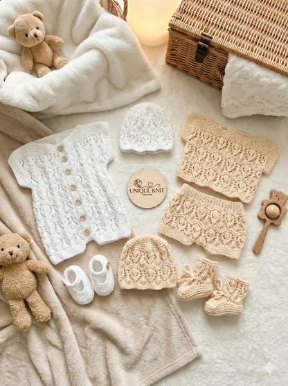 "Zara ” Multi Piece set knitting pattern for reborn doll 16-22" or 0-3 month old baby